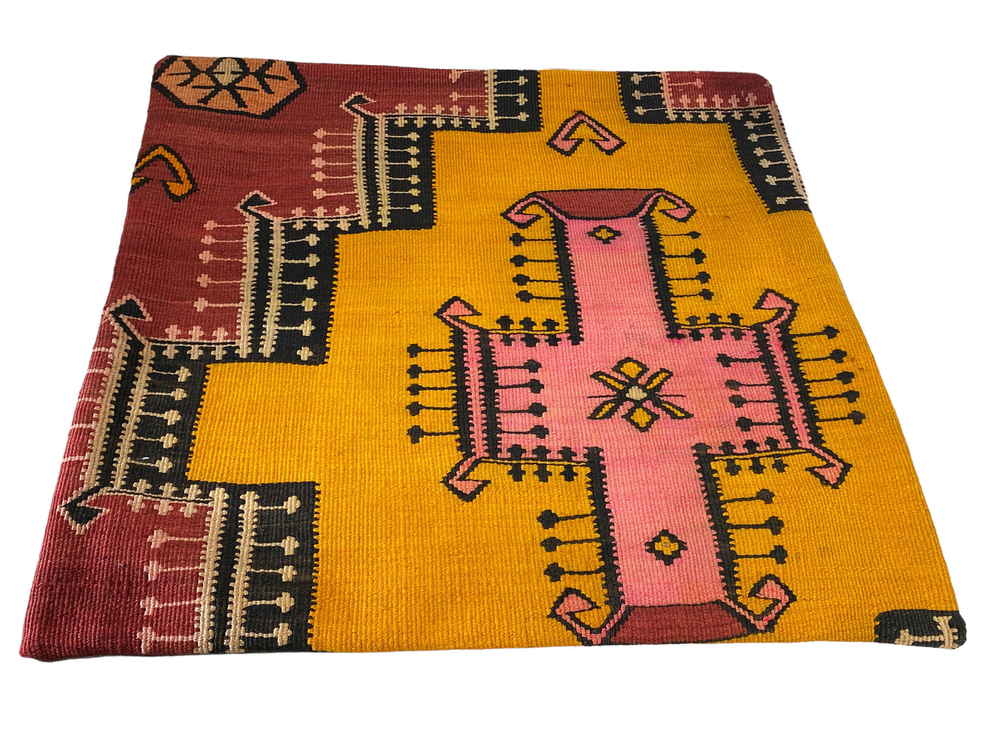 #5688 Superb Custom Made Old Turkish Tribal Kilim Pillow Cover 24" by 24"