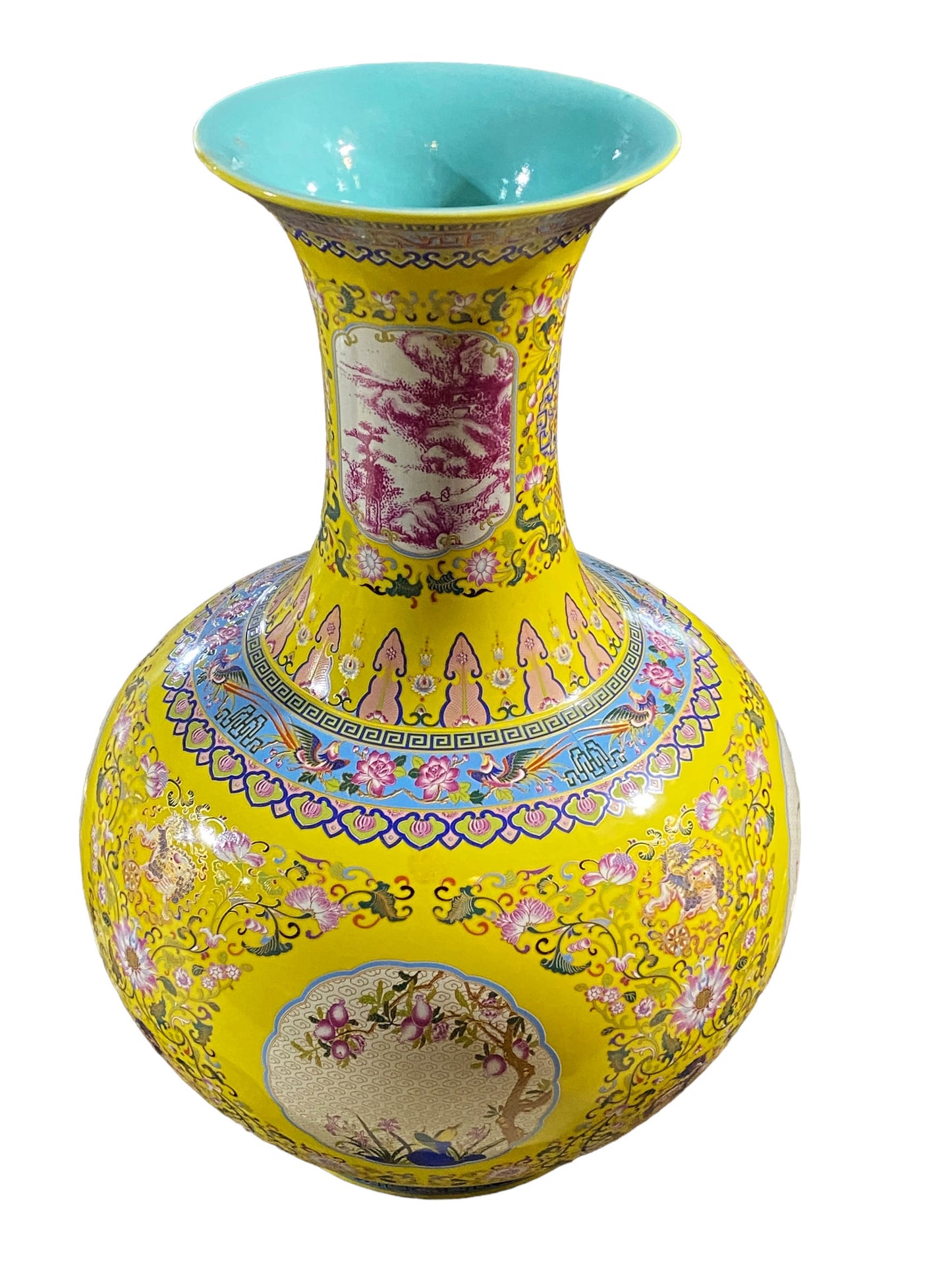 #5646 Imperial Yellow Famille Jaune Large Onion Shape Vase 22" H