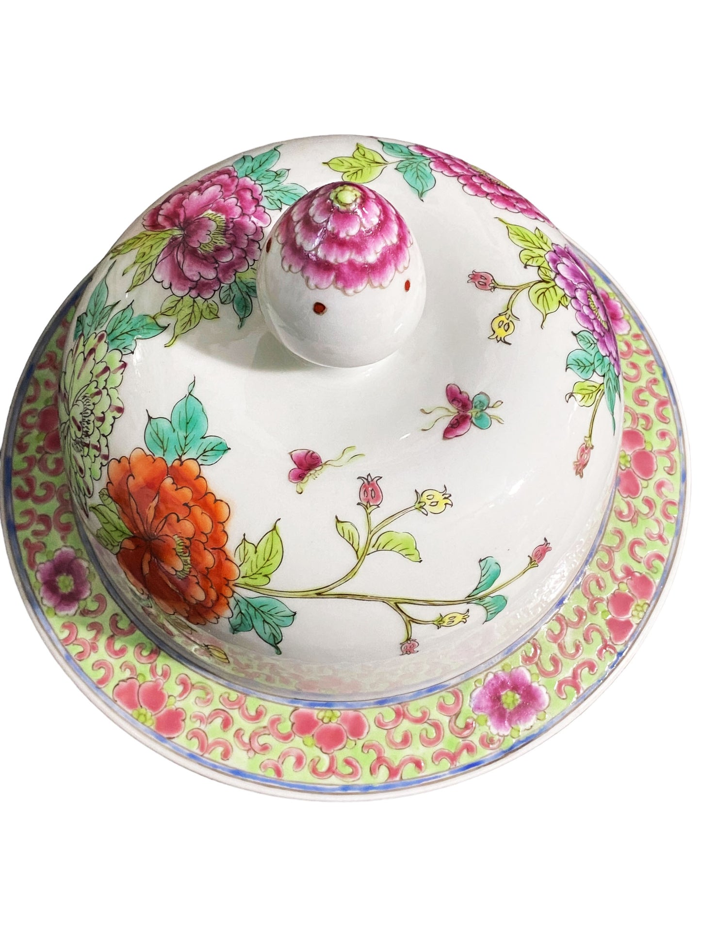 #5754 LG Chinoiserie Famille Rose Porcelain Ginger Jar 24" H