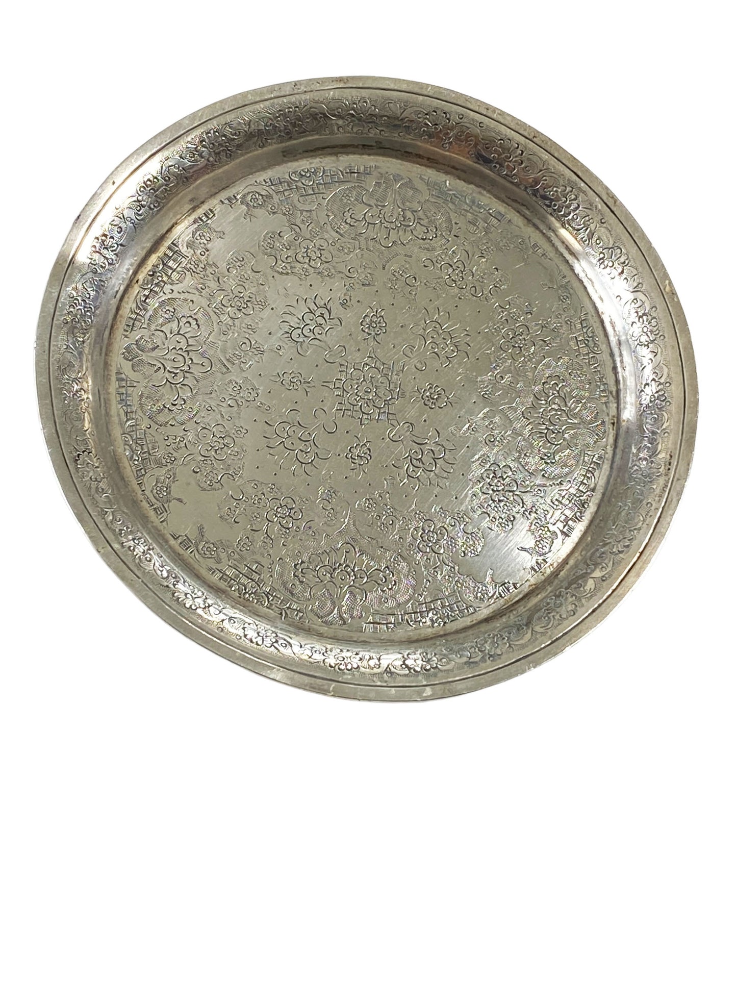 #7010 Old Ornate Coin Silver Dish