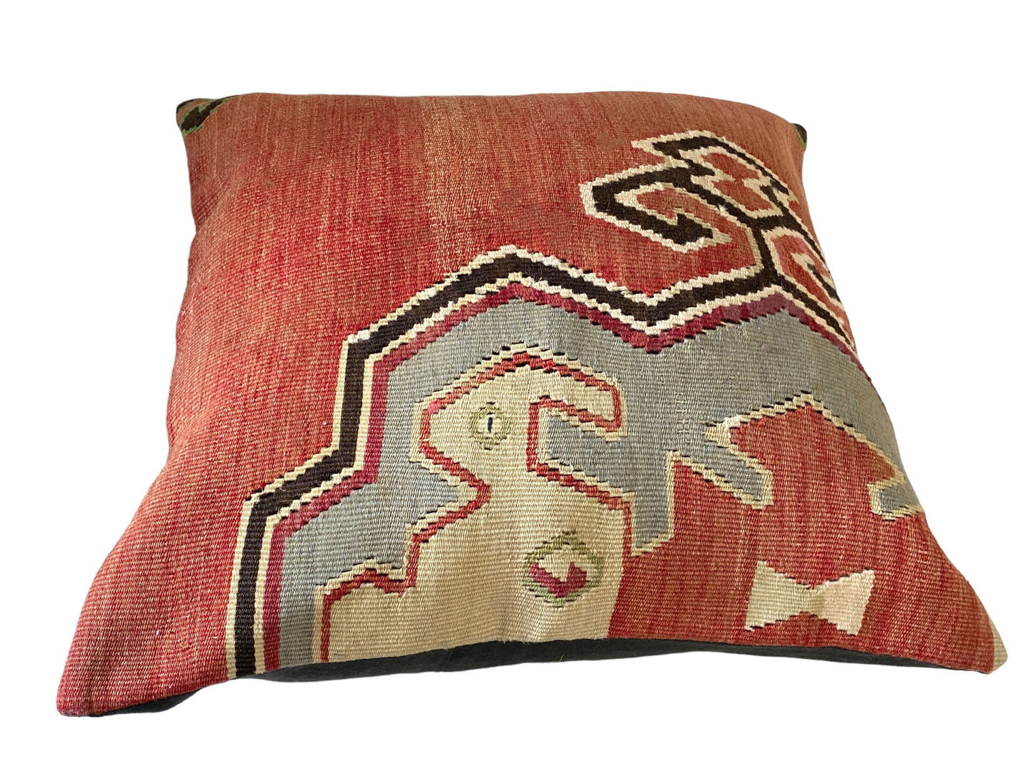 #5604 Superb Custom Made Old Turkish Tribal Kilim Pillow Cover 20" by 20"