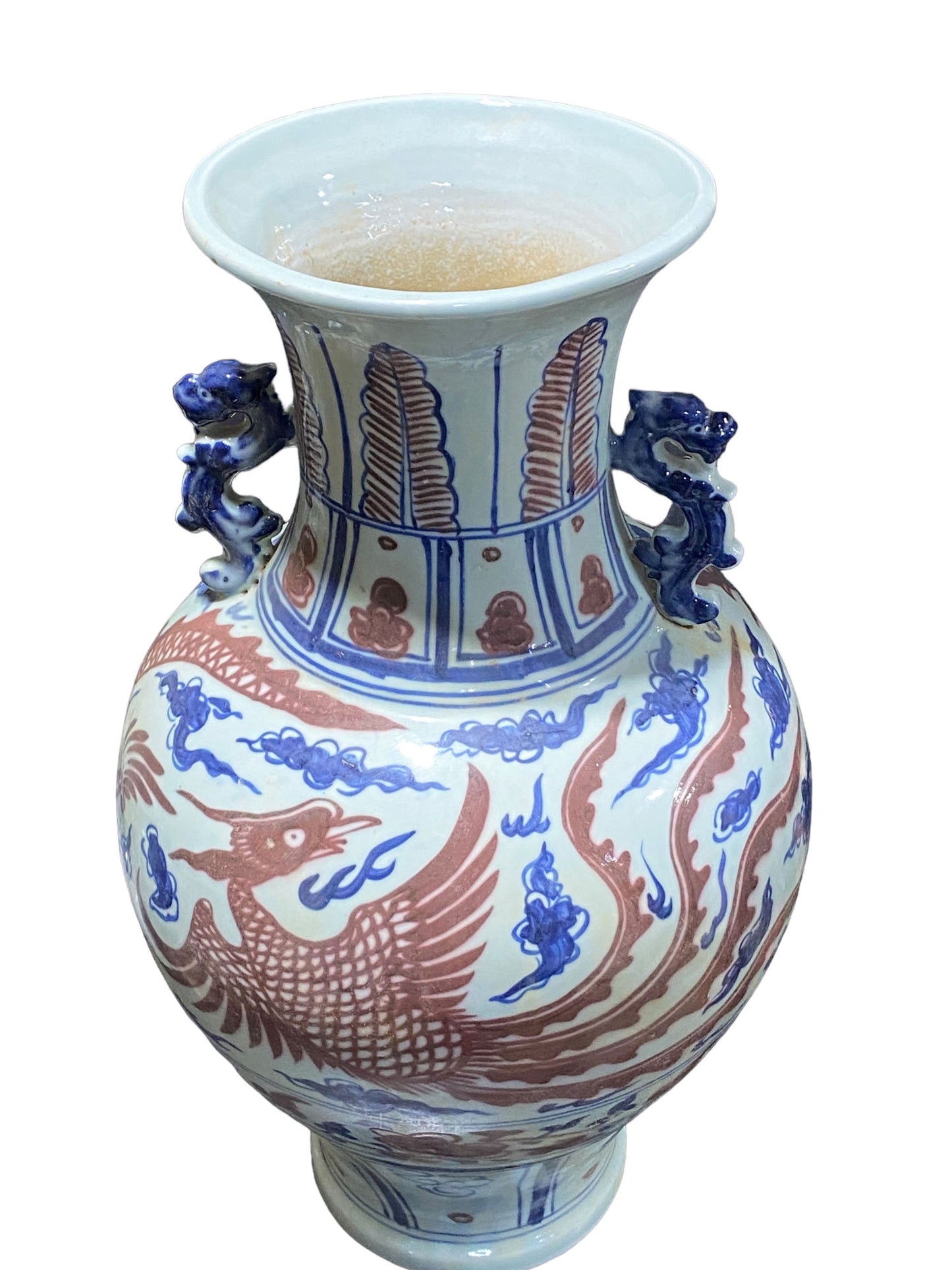 #5790 Large Chinoiserie Ming Dynasty Style Vase 22" H
