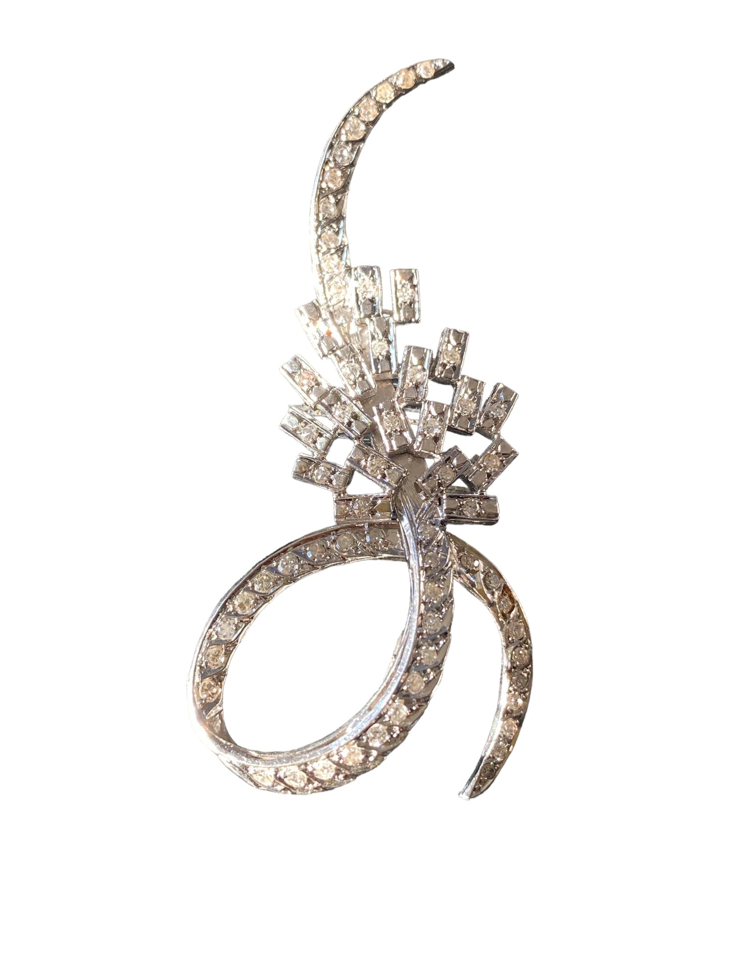 #2017 Rare 1930'S Ladies Platinum & Diamond Swirl Pin