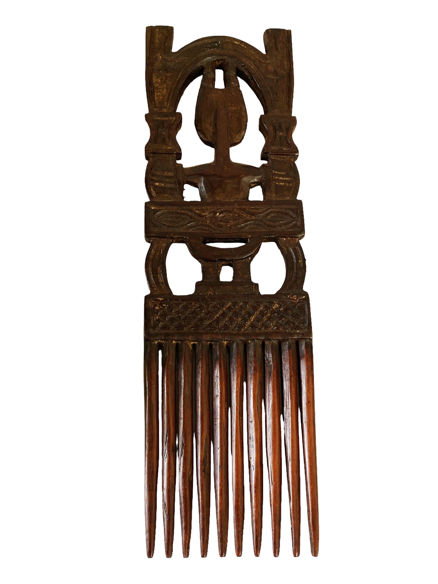 #5596 Superb LG African Ashanti Ghana Marriage Comb 16" H