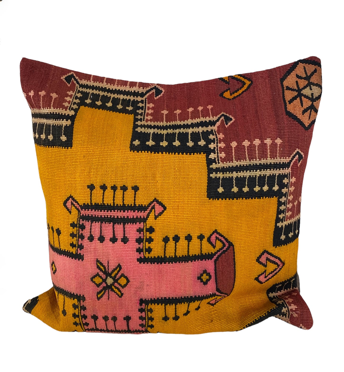 #5688 Superb Custom Made Old Turkish Tribal Kilim Pillow Cover 24" by 24"