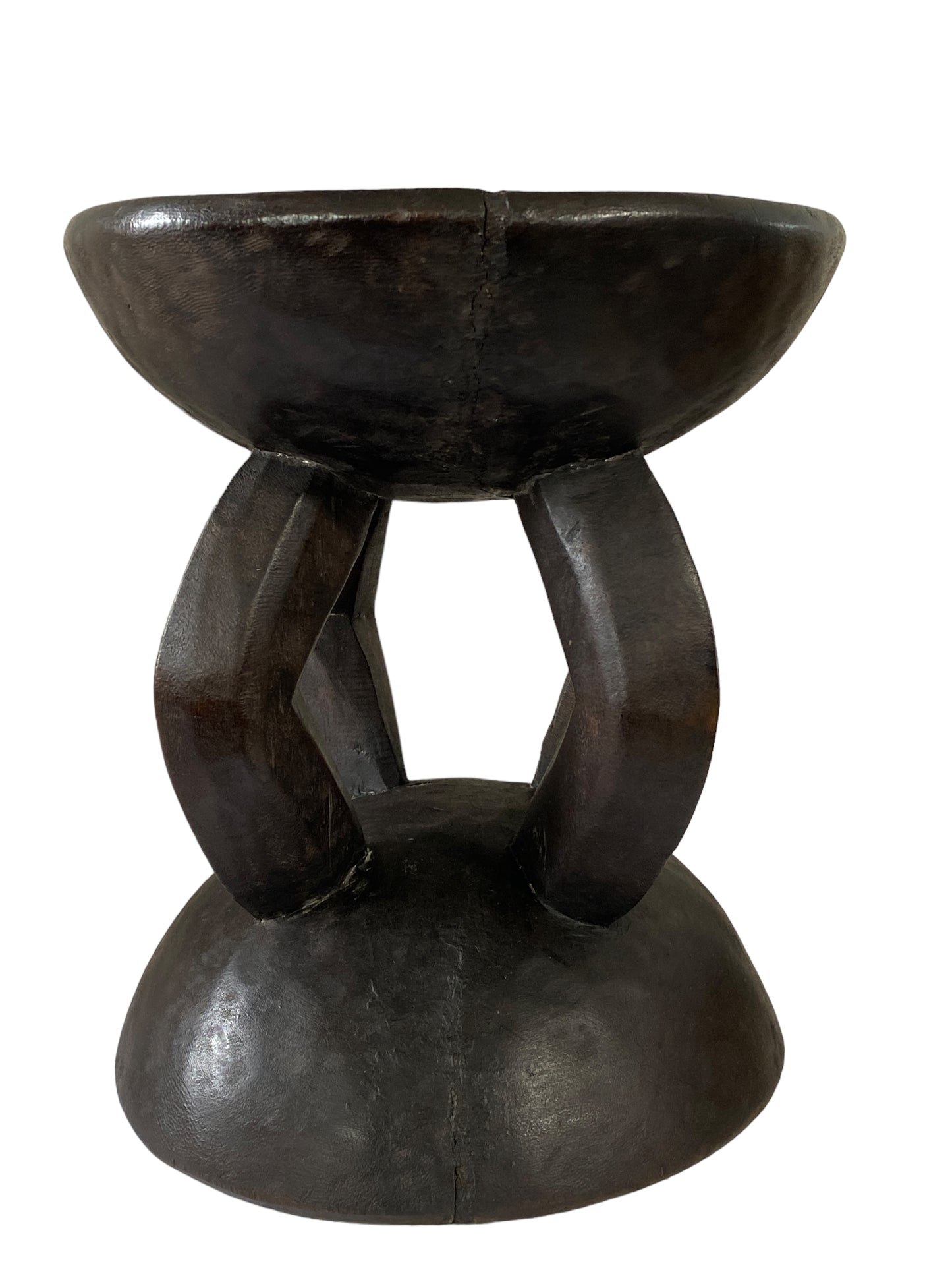 #5851 African Vintage Carved Wood Milk Stool Hehe Gogo People Tanzania 12" H
