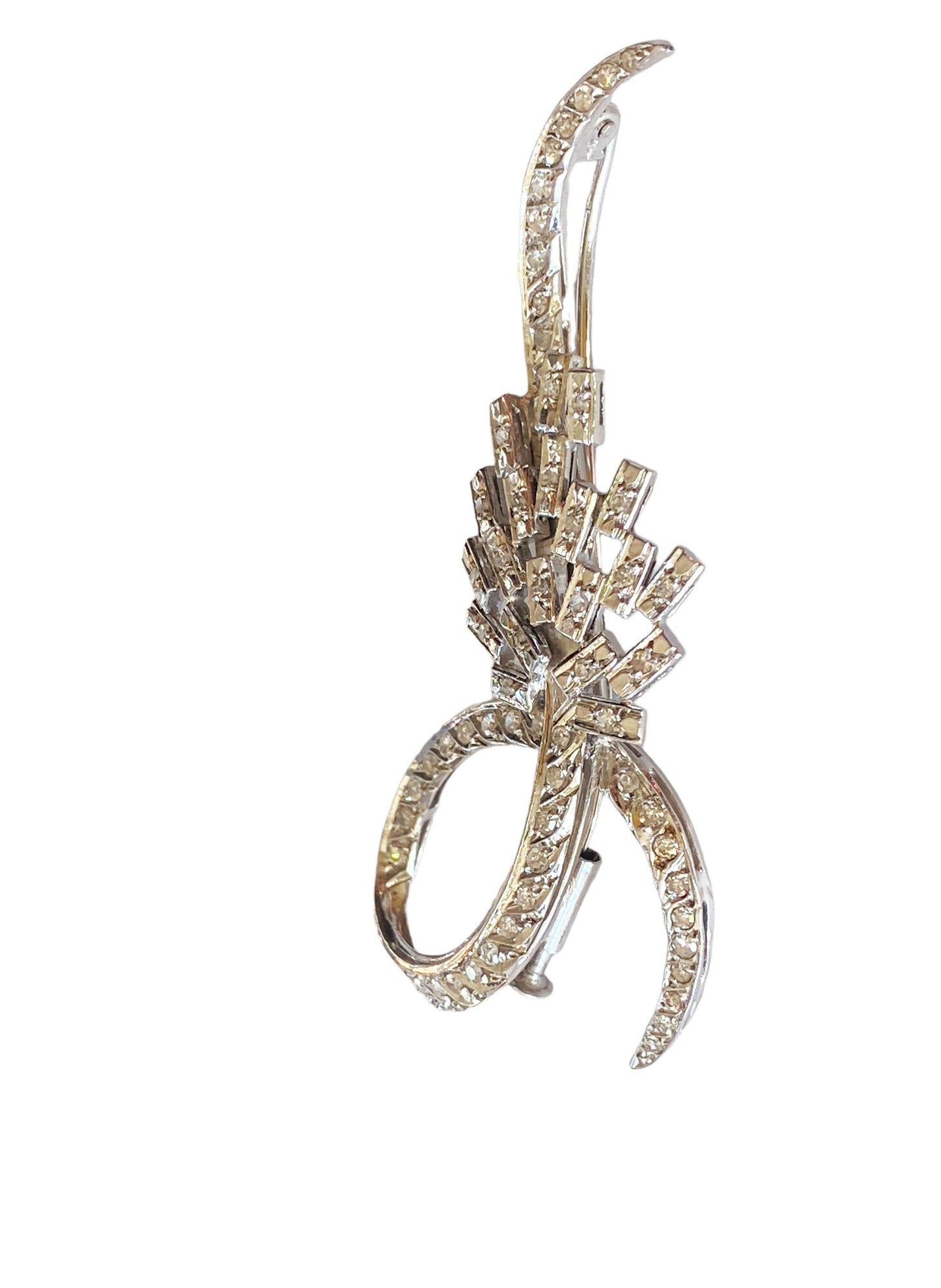 #2017 Rare 1930'S Ladies Platinum & Diamond Swirl Pin