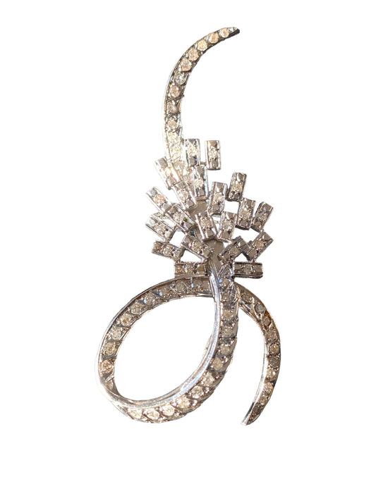 #2017 Rare 1930'S Ladies Platinum & Diamond Swirl Pin