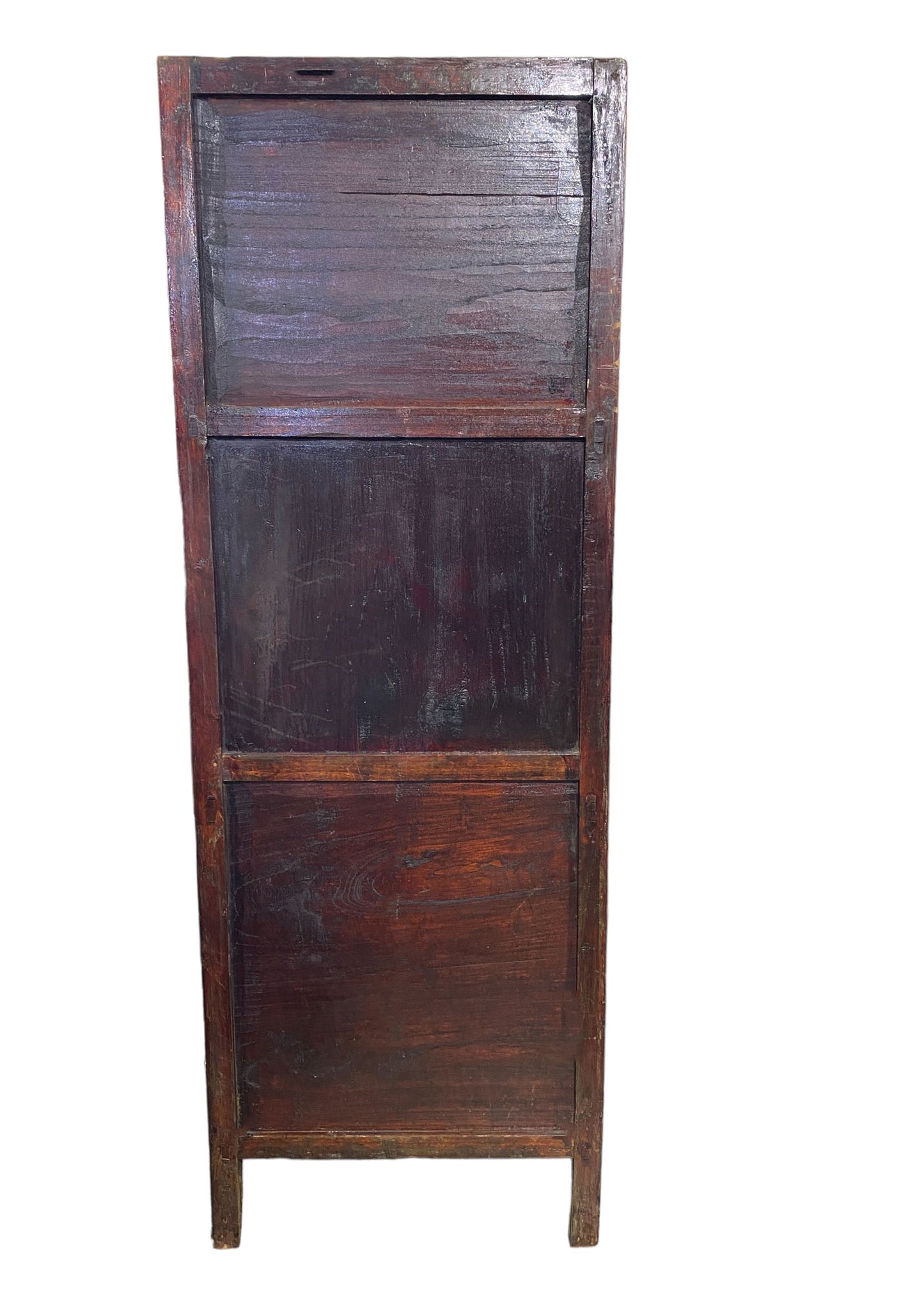 #5642 Vintage Mid Century Chinoiserie Asian Elm Wood Etagere Bookcase