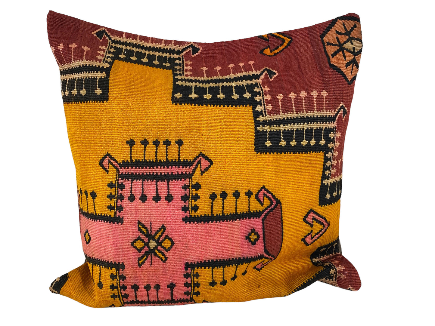 #5688 Superb Custom Made Old Turkish Tribal Kilim Pillow Cover 24" by 24"