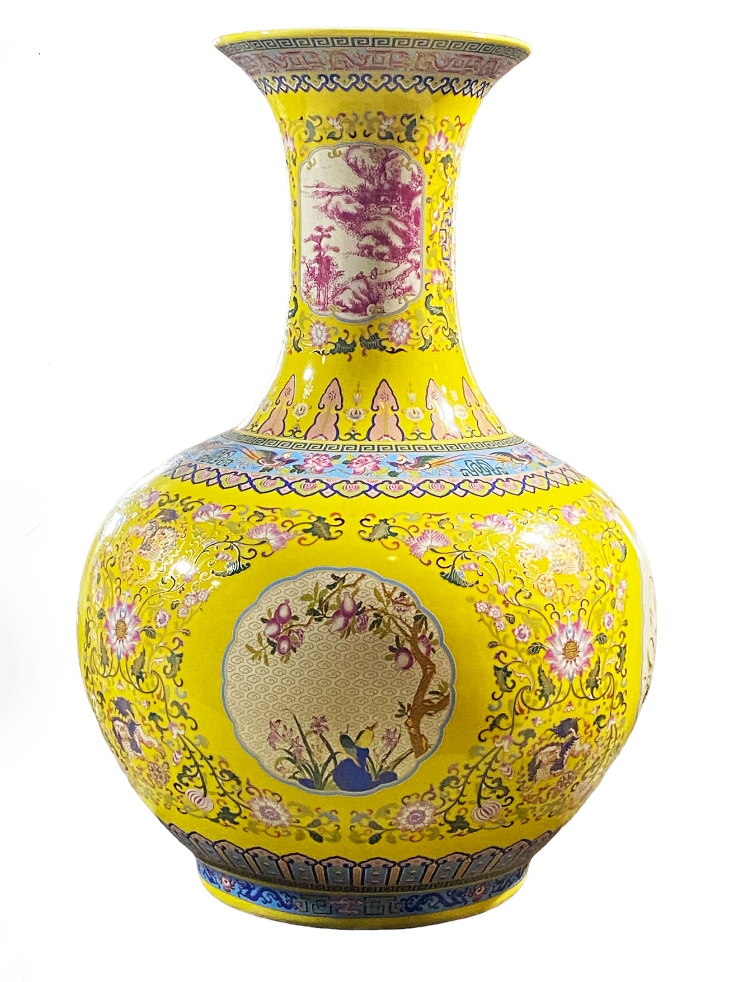 #5646 Imperial Yellow Famille Jaune Large Onion Shape Vase 22" H