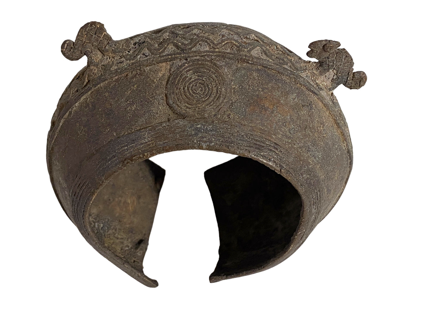 #408 Exquisite Vintage Bronze Chameleon Bracelet Gan Burkina Faso 2.75" H by 5" W