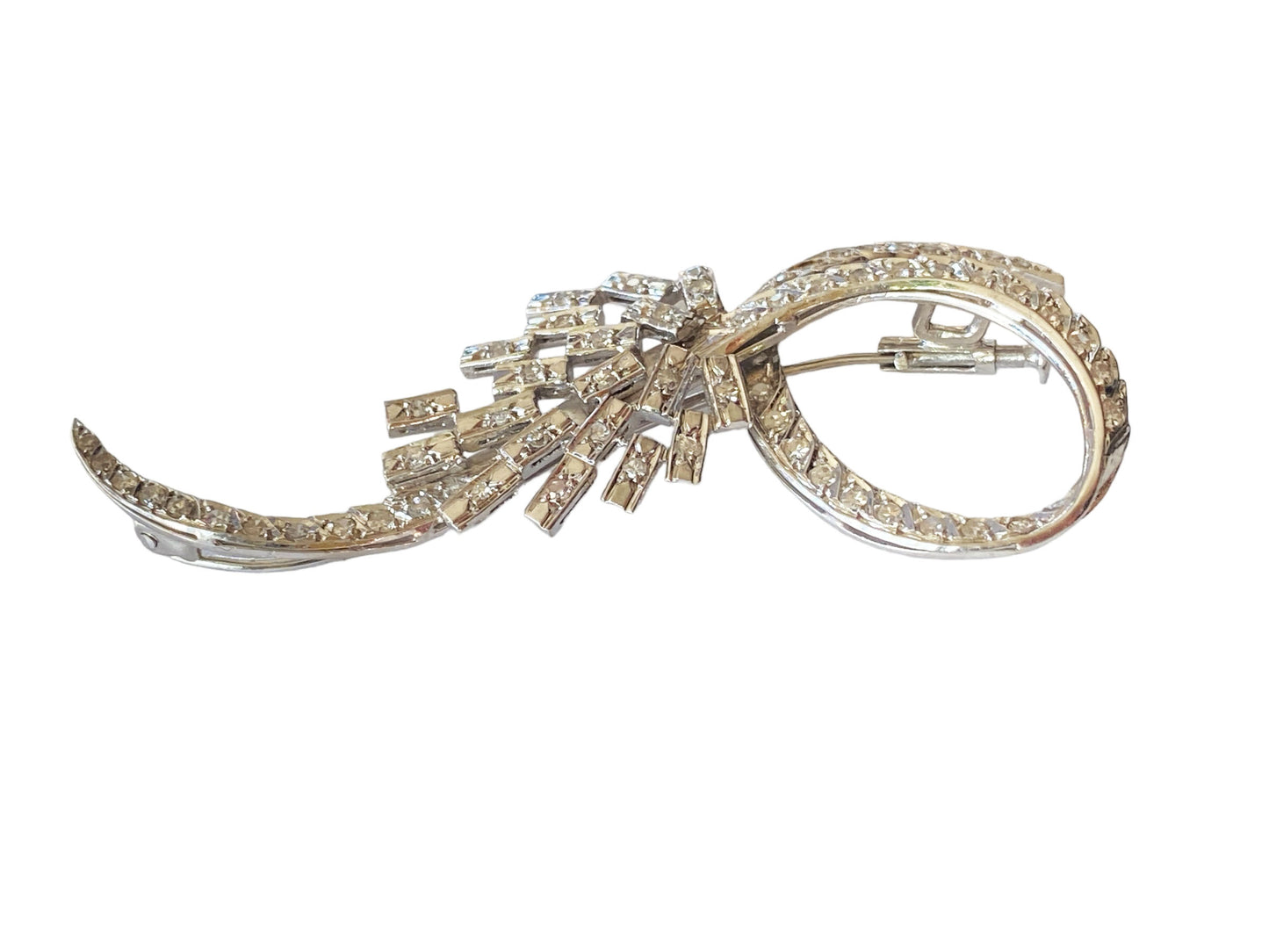 #2017 Rare 1930'S Ladies Platinum & Diamond Swirl Pin