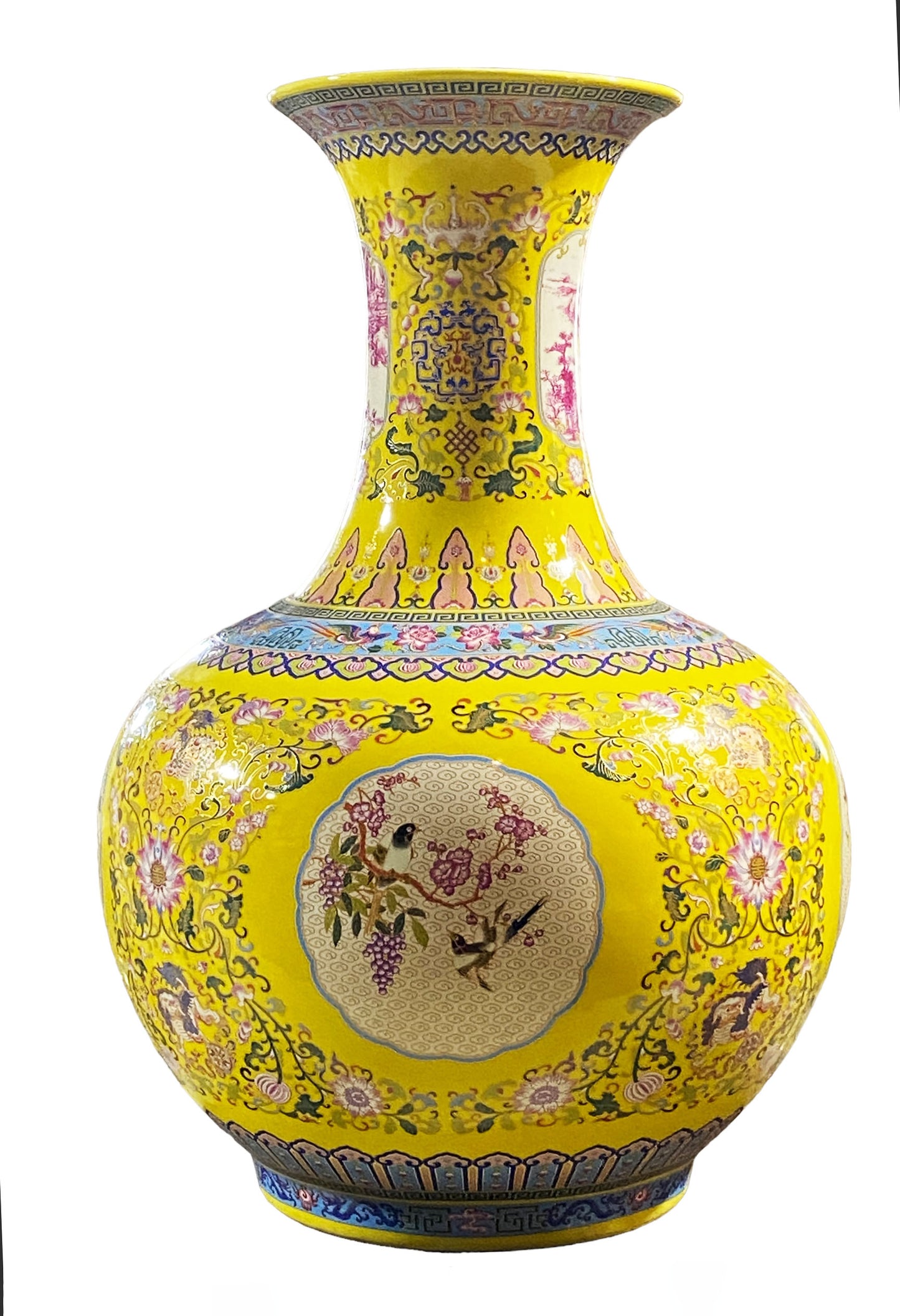 #5646 Imperial Yellow Famille Jaune Large Onion Shape Vase 22" H