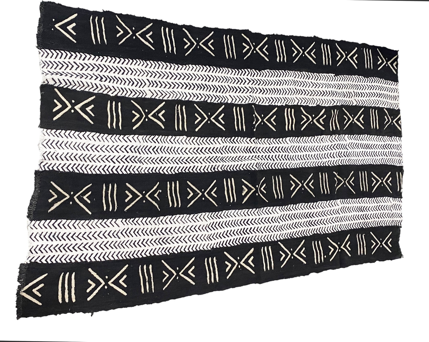 # 5729 African Black and White Mud Cloth Textile Mali 62" by 36"