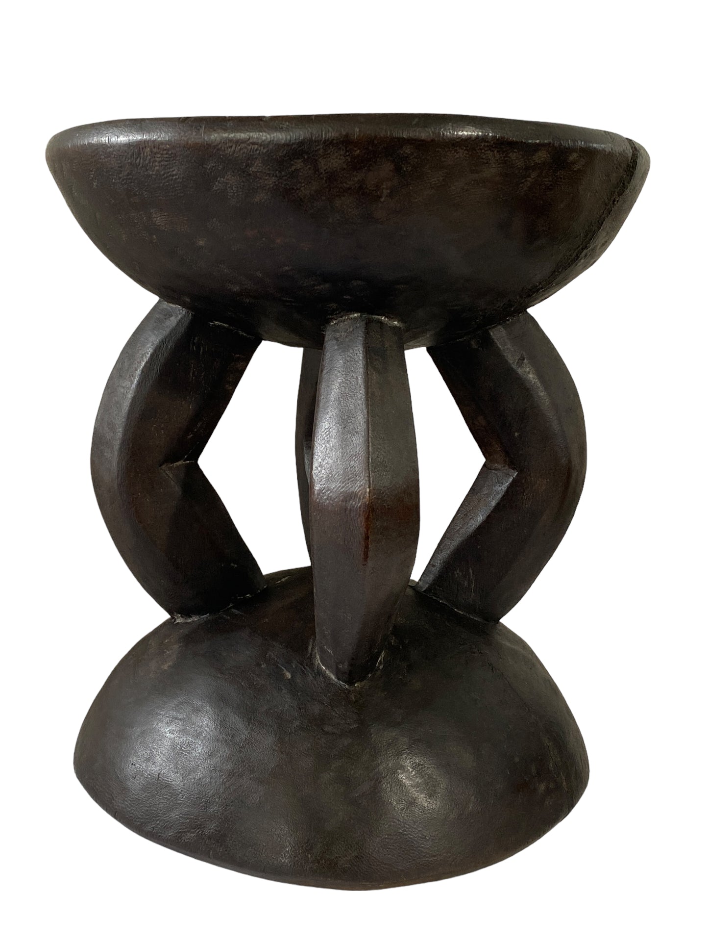 #5851 African Vintage Carved Wood Milk Stool Hehe Gogo People Tanzania 12" H