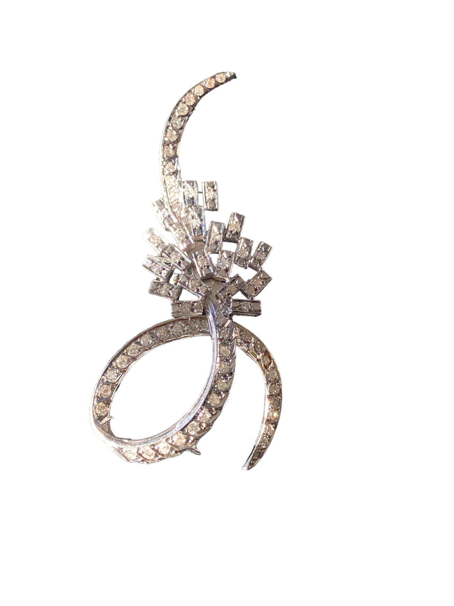 #2017 Rare 1930'S Ladies Platinum & Diamond Swirl Pin