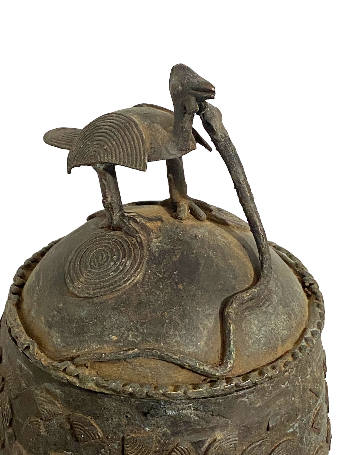#5249 African Cast Bronze Vessel Kuduo Ashanti Tribe Ghana
