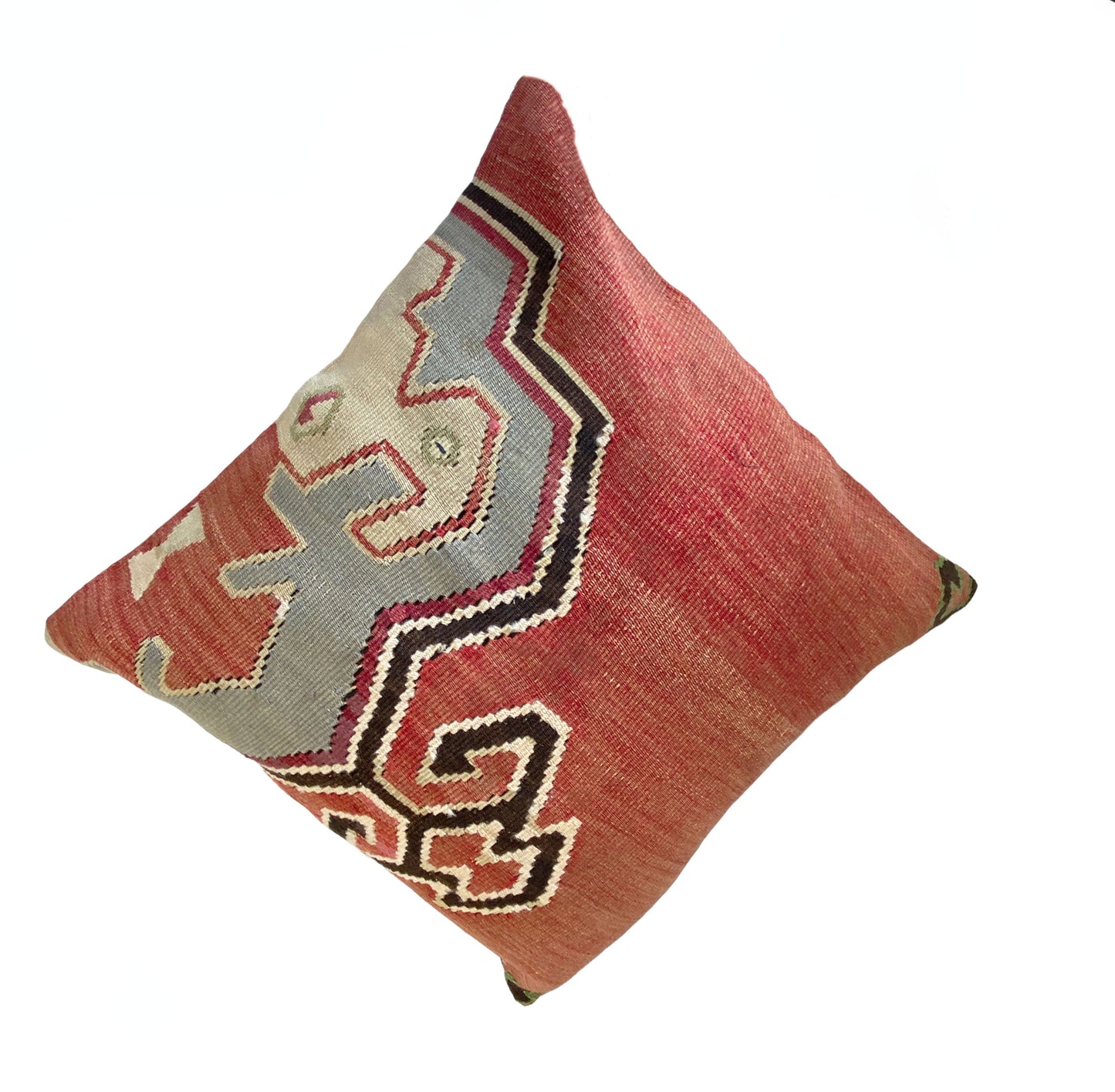 #5604 Superb Custom Made Old Turkish Tribal Kilim Pillow Cover 20" by 20"