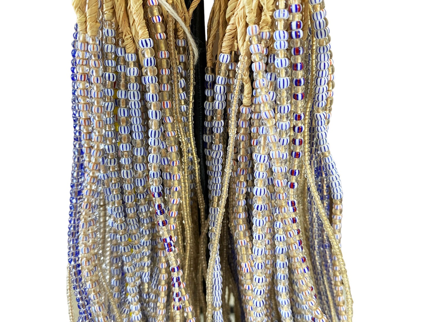#3097 African Chevron Multi-Color Glass Beads 101 Necklaces Ghana
