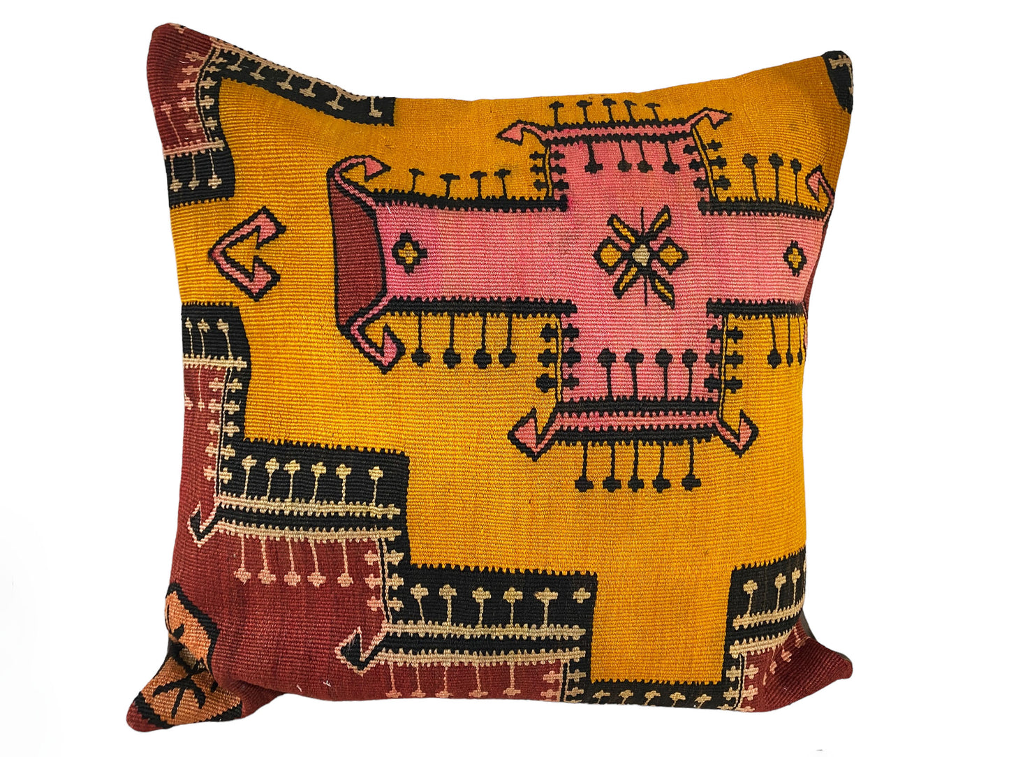 #5688 Superb Custom Made Old Turkish Tribal Kilim Pillow Cover 24" by 24"