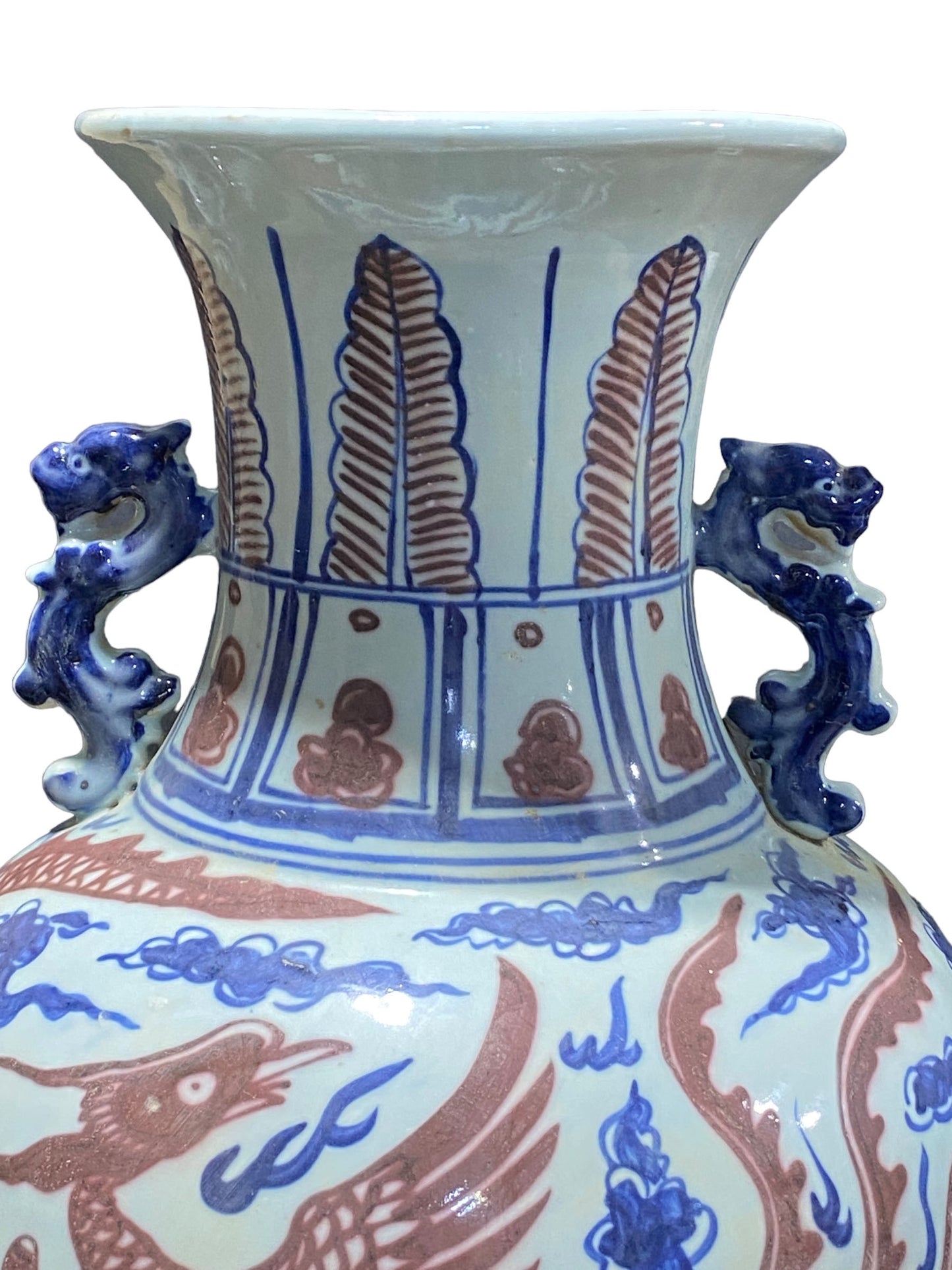 #5790 Large Chinoiserie Ming Dynasty Style Vase 22" H