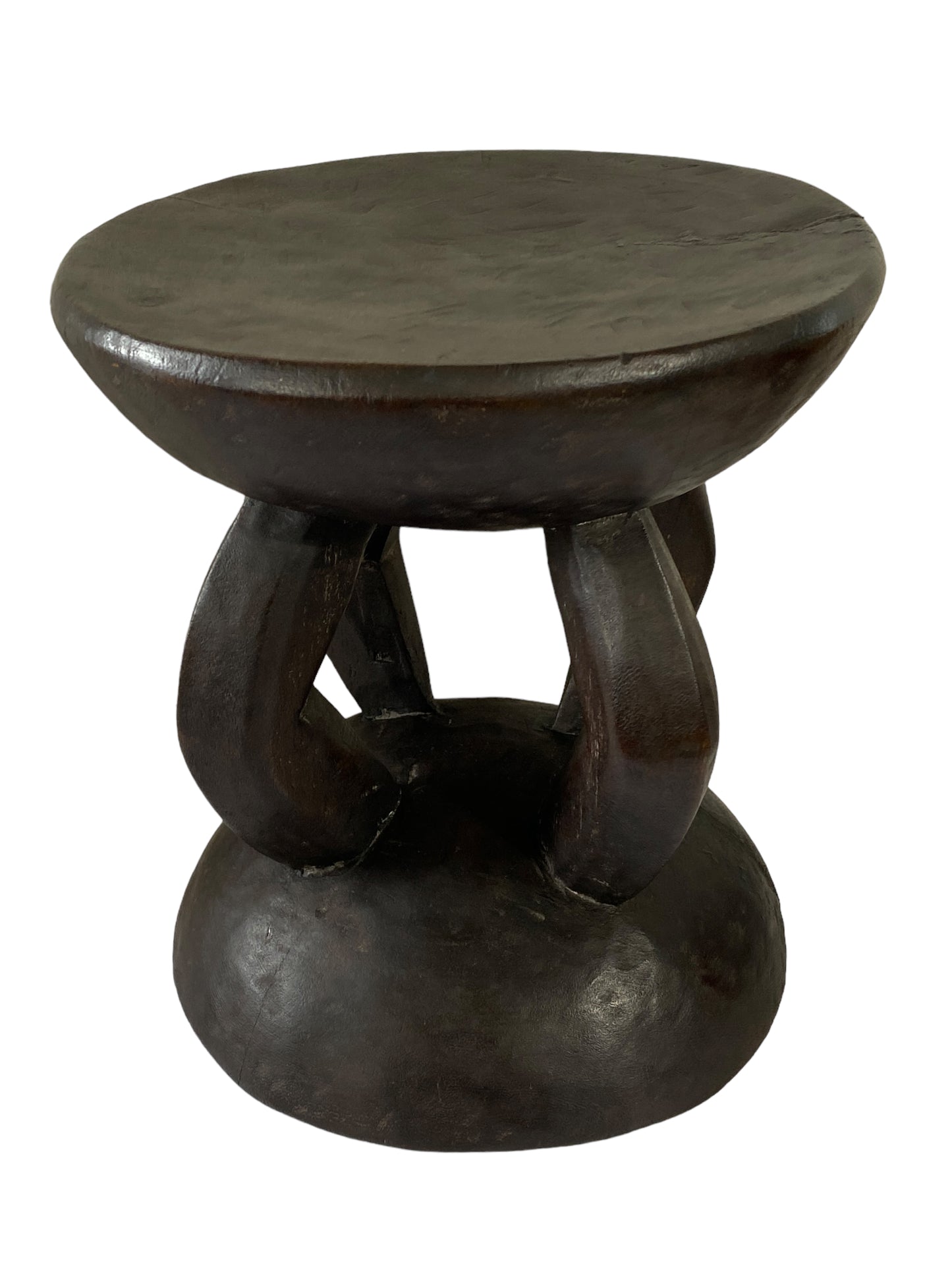 #5851 African Vintage Carved Wood Milk Stool Hehe Gogo People Tanzania 12" H
