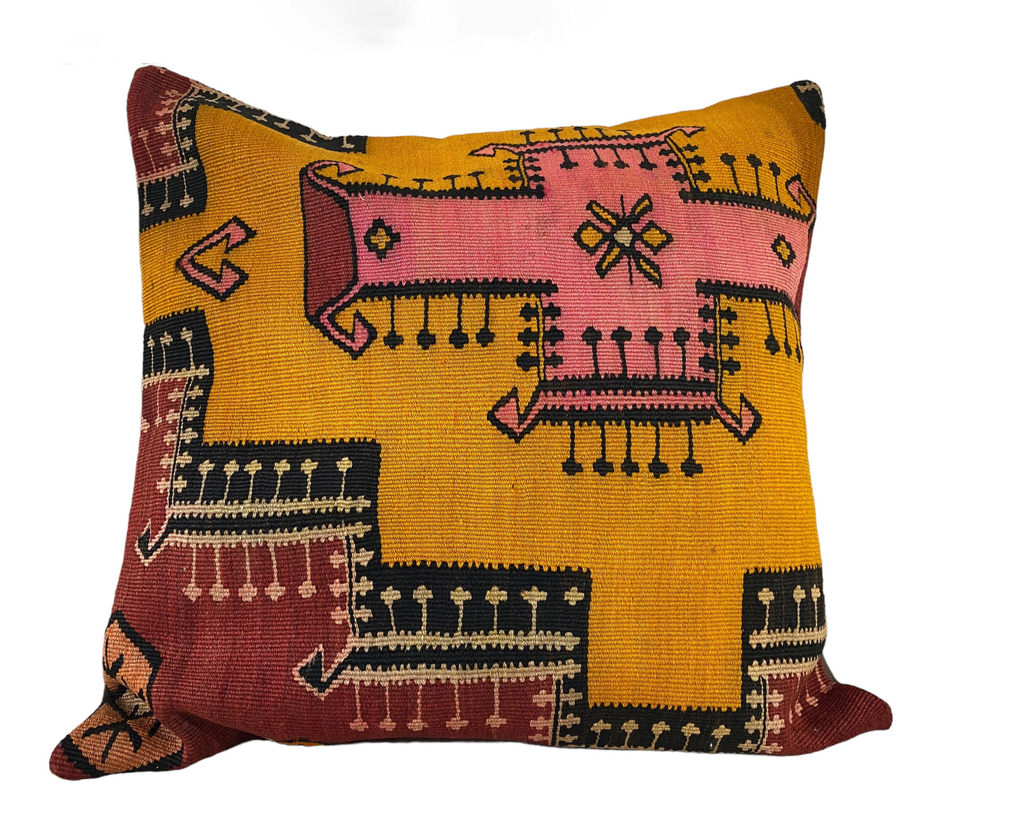 #5688 Superb Custom Made Old Turkish Tribal Kilim Pillow Cover 24" by 24"