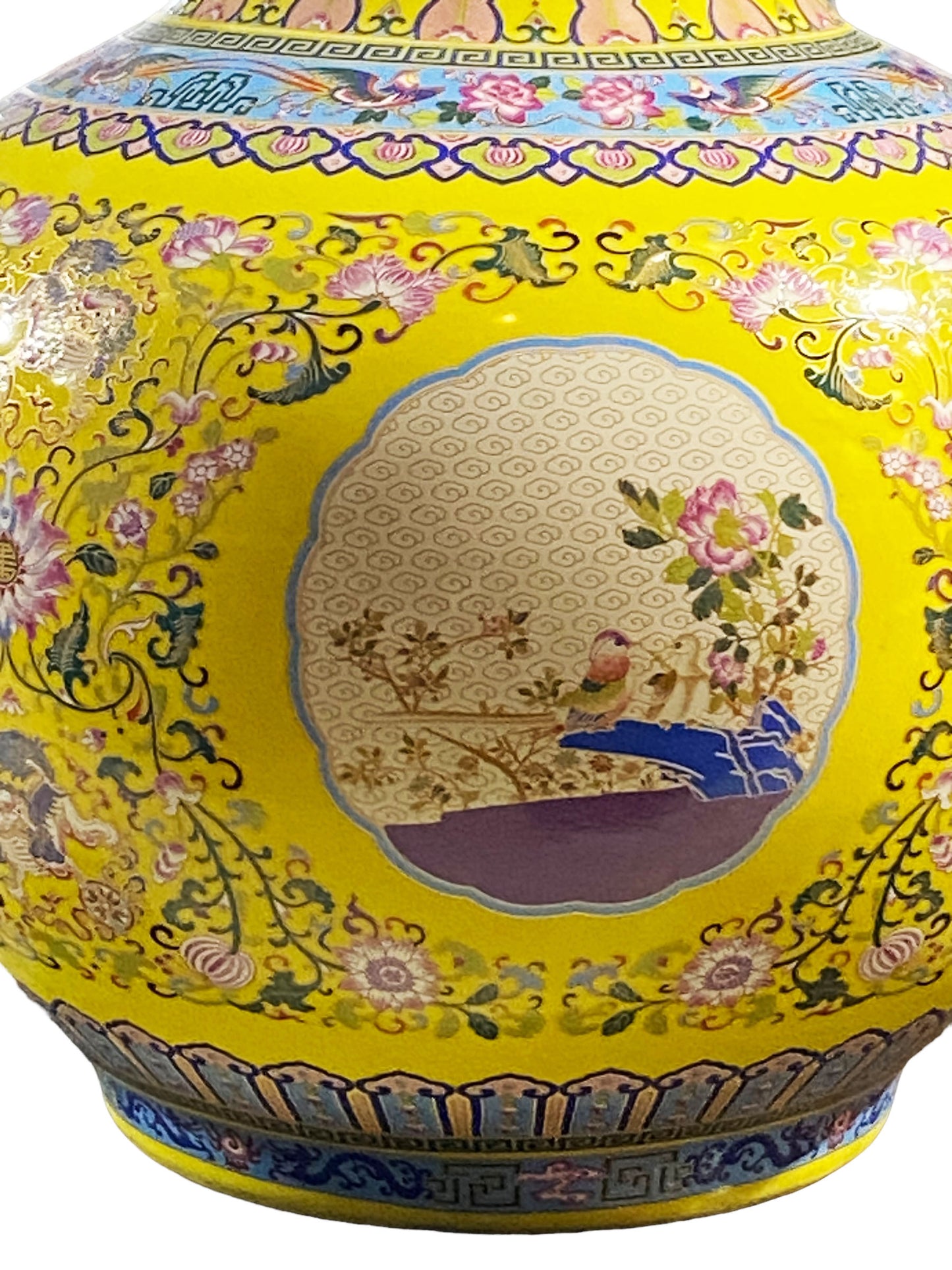 #5646 Imperial Yellow Famille Jaune Large Onion Shape Vase 22" H