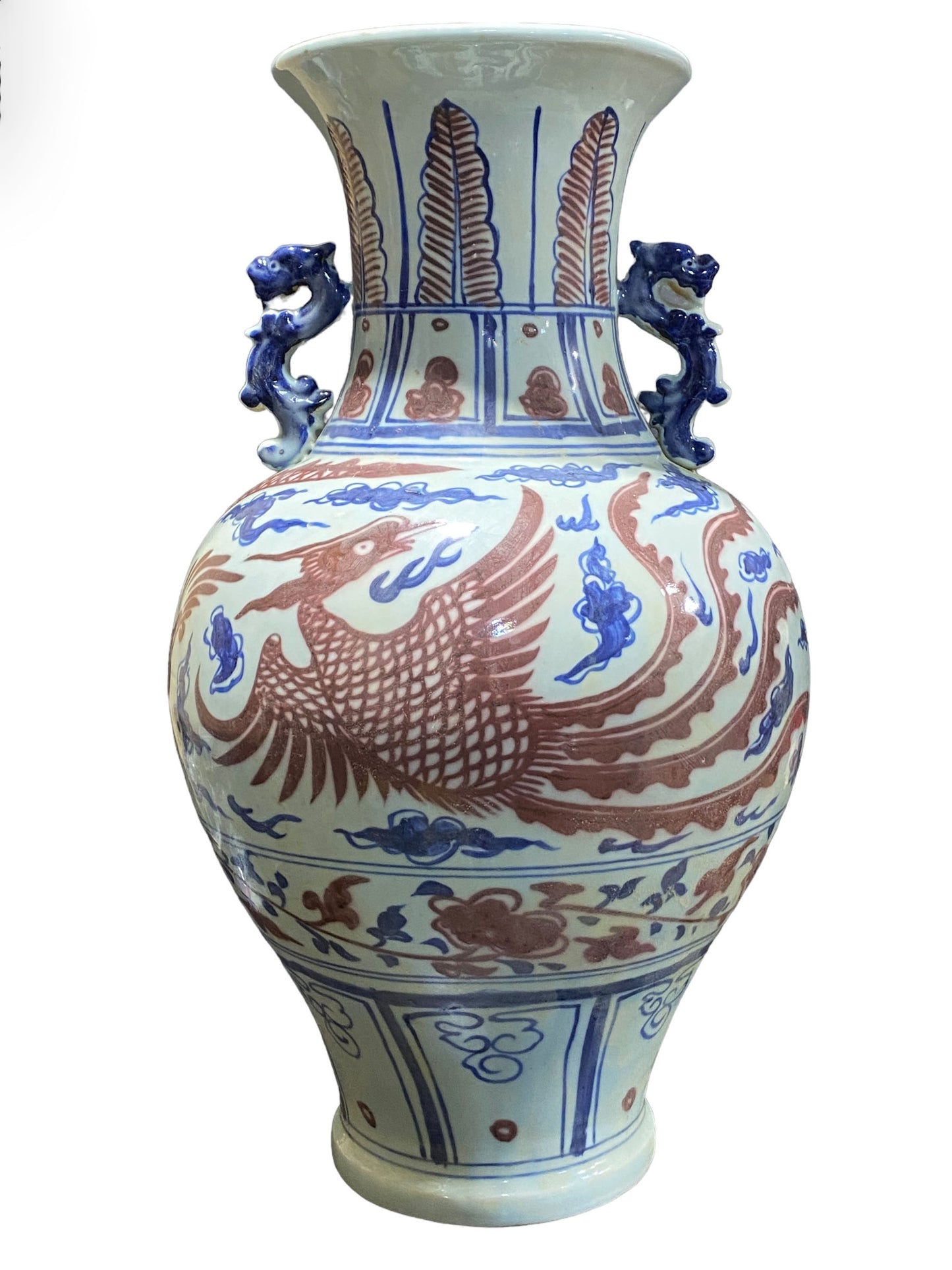 #5790 Large Chinoiserie Ming Dynasty Style Vase 22" H