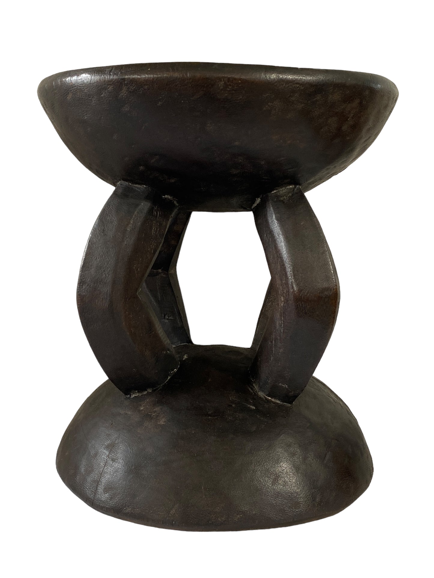 #5851 African Vintage Carved Wood Milk Stool Hehe Gogo People Tanzania 12" H