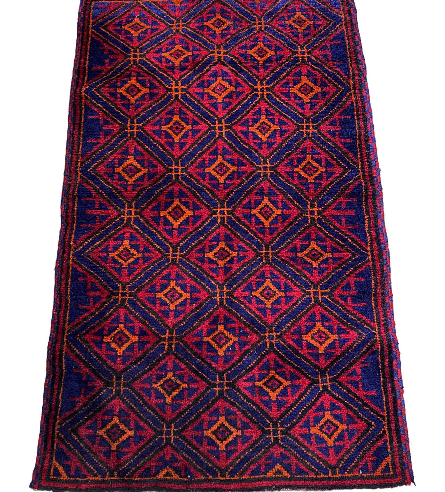 #7030 1950's Hand-knotted Afghan Baluch Rug, 2'6" by 4'6"