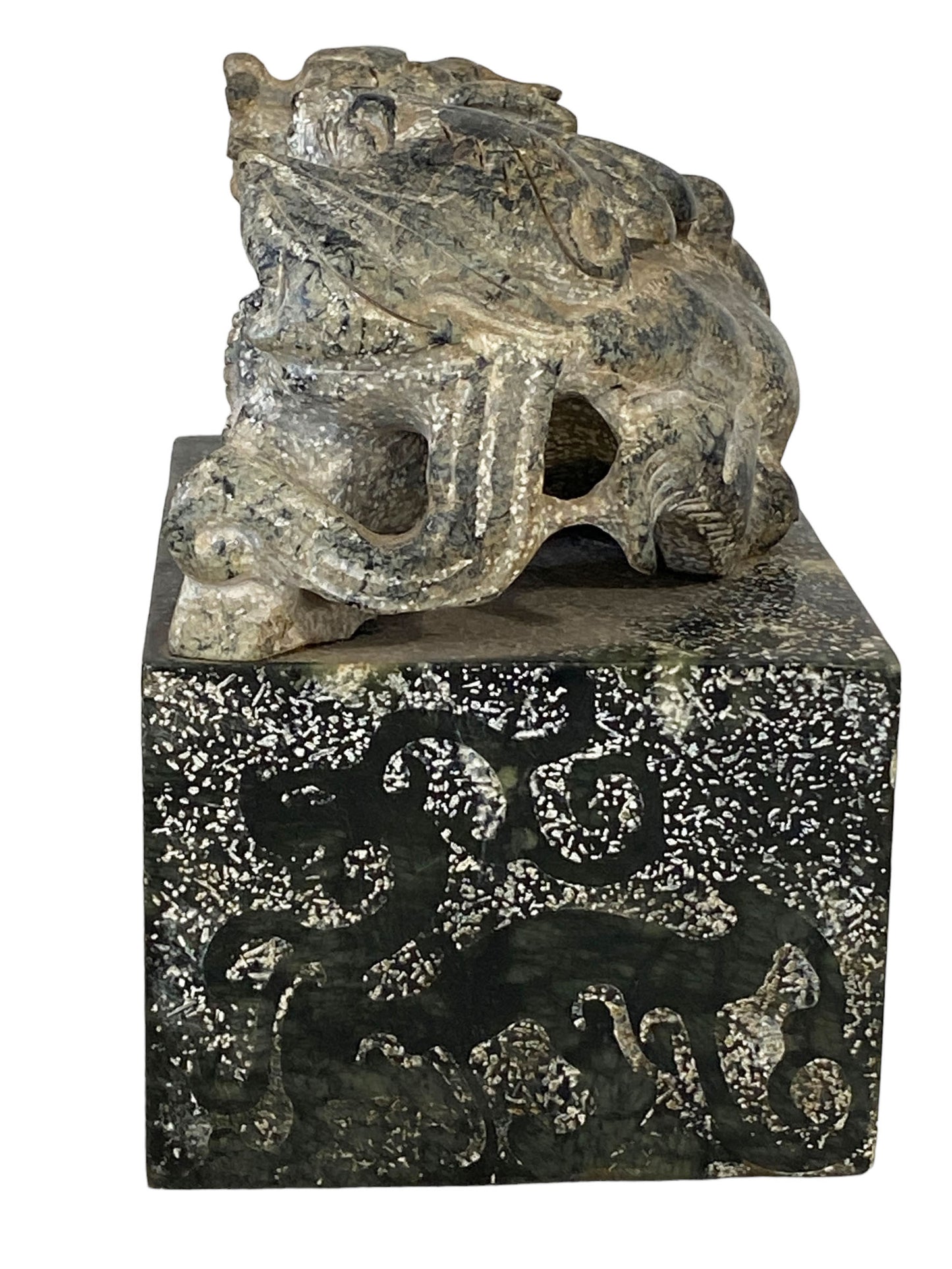 #5663 Large Chinoiserie Stone Foo Dog Ink Stamp Seal 6" w