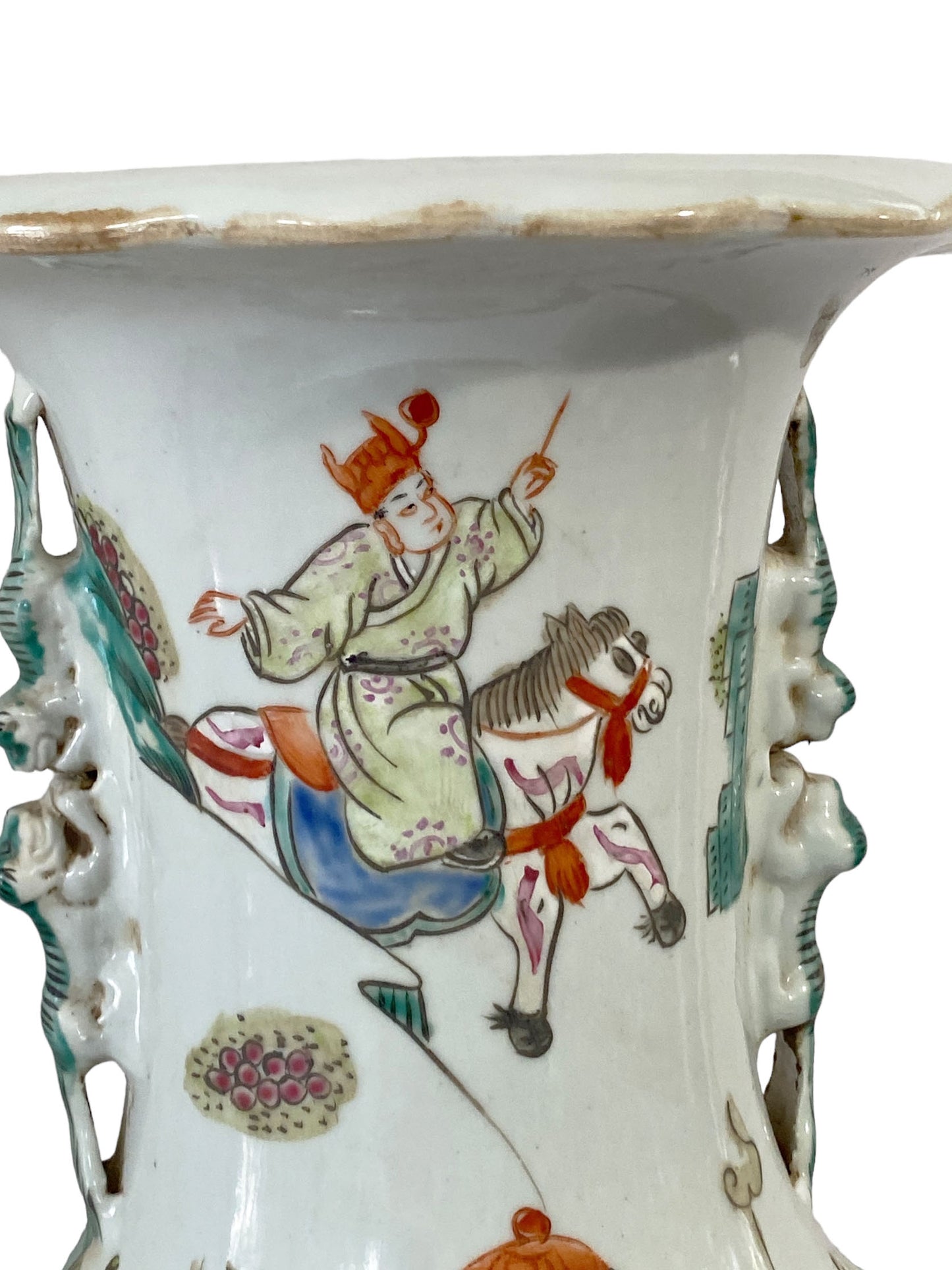 # 262 Superb Chinoiserie Famille Rose Enamel Vase W/Figures 24" H