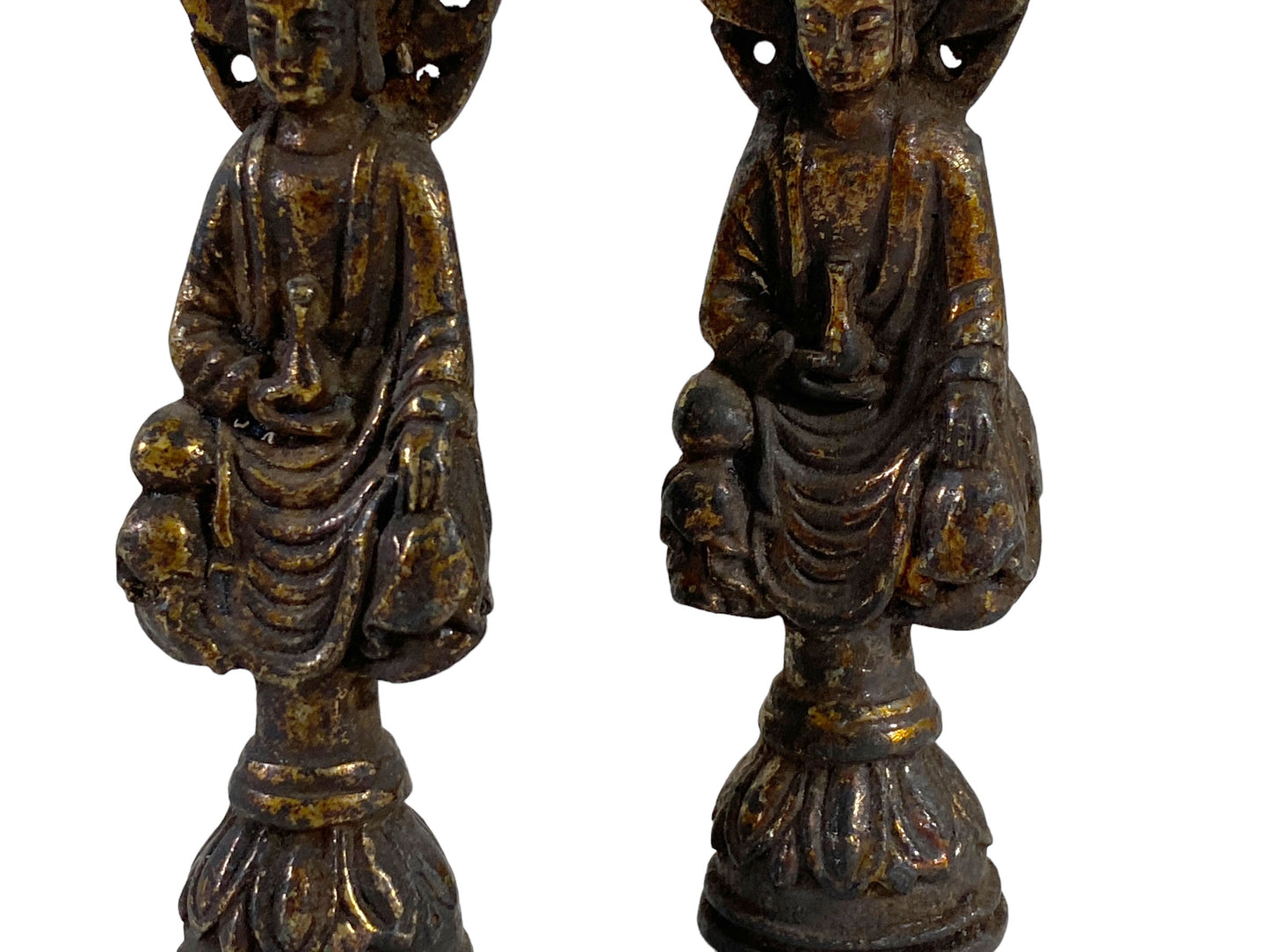 #5629 Chinoiserie Old Bronze  Miniature Medicine Buddha  set of two 4" H