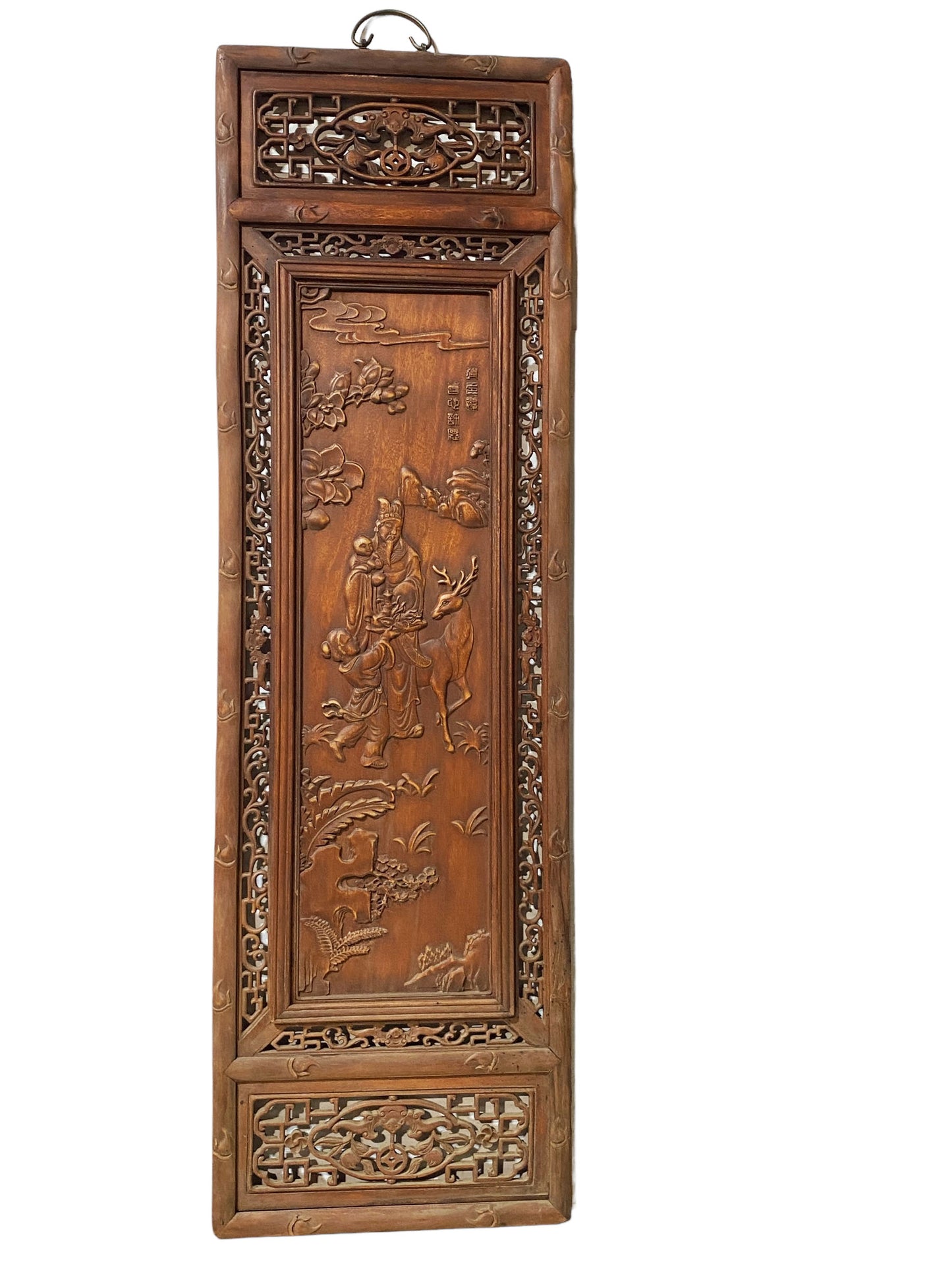 #5537 Chinoiserie Wood Wall Panel W/Figures 49" H