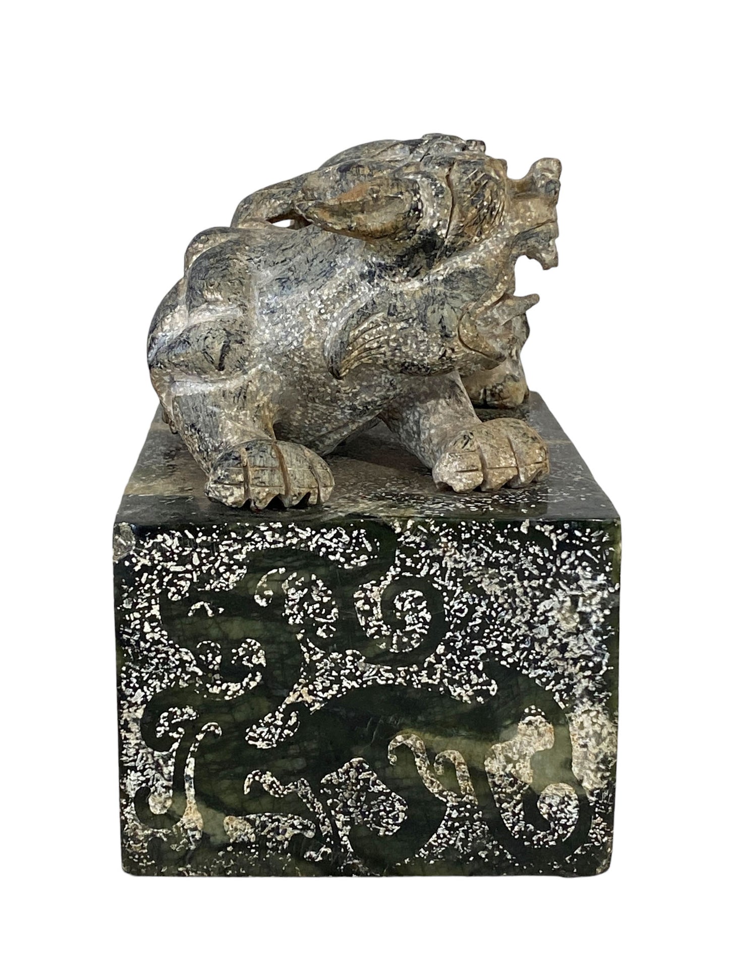 #5663 Large Chinoiserie Stone Foo Dog Ink Stamp Seal 6" w