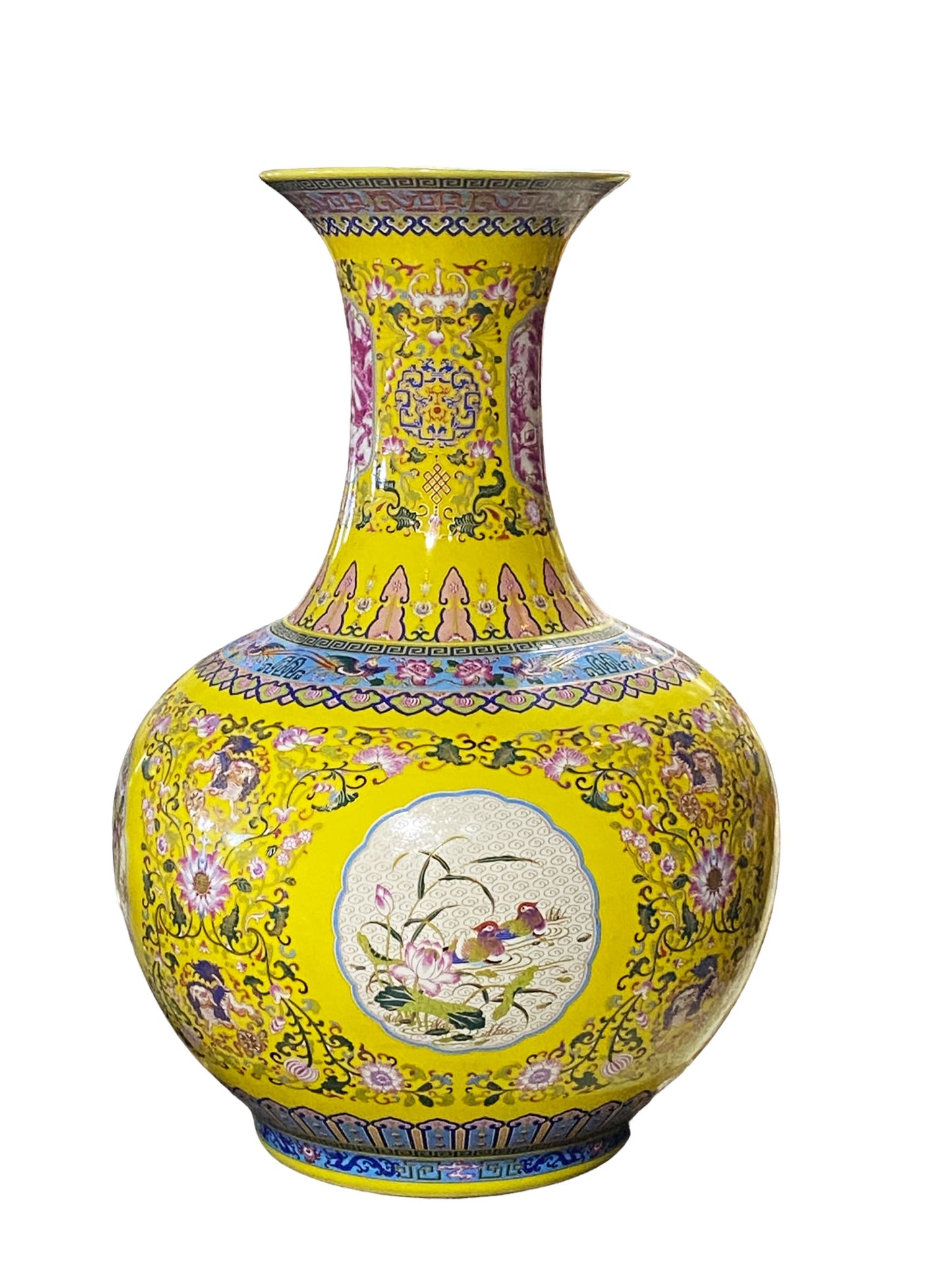 #5646 Imperial Yellow Famille Jaune Large Onion Shape Vase 22" H