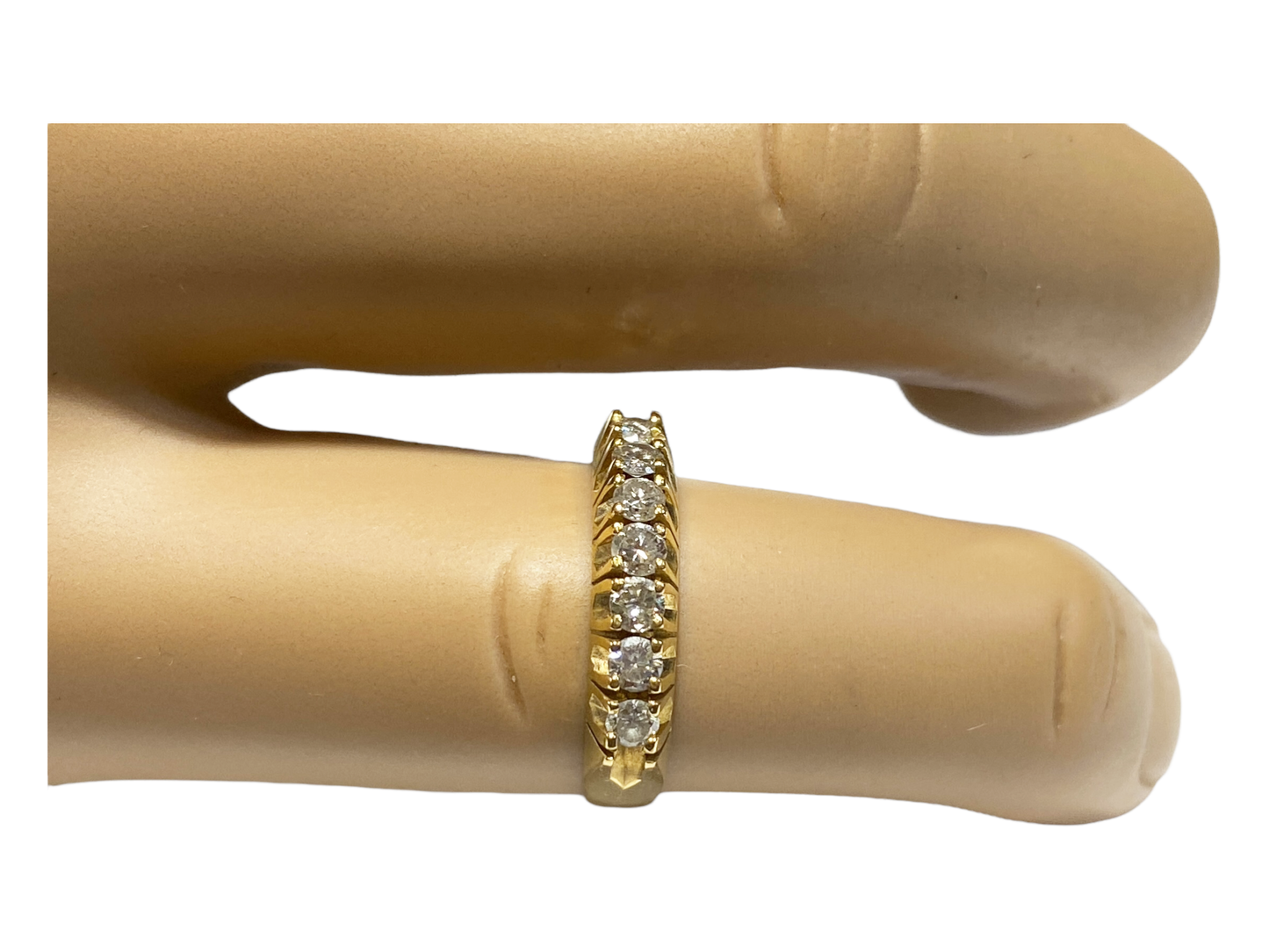 #4876 1950 18K Yellow Gold & Diamond Half Hoop Eternity Band size 5