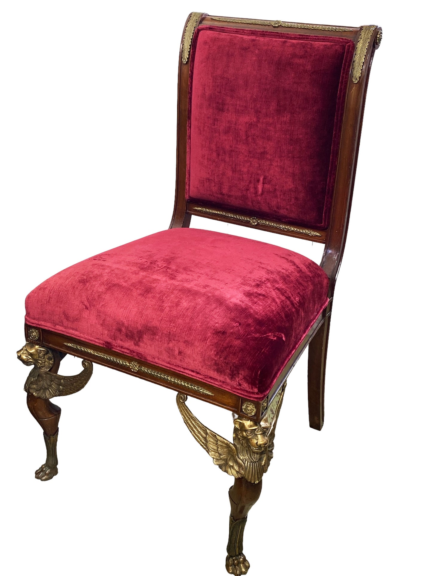 #7004 19th French Empire Chair with Bronze Mounts