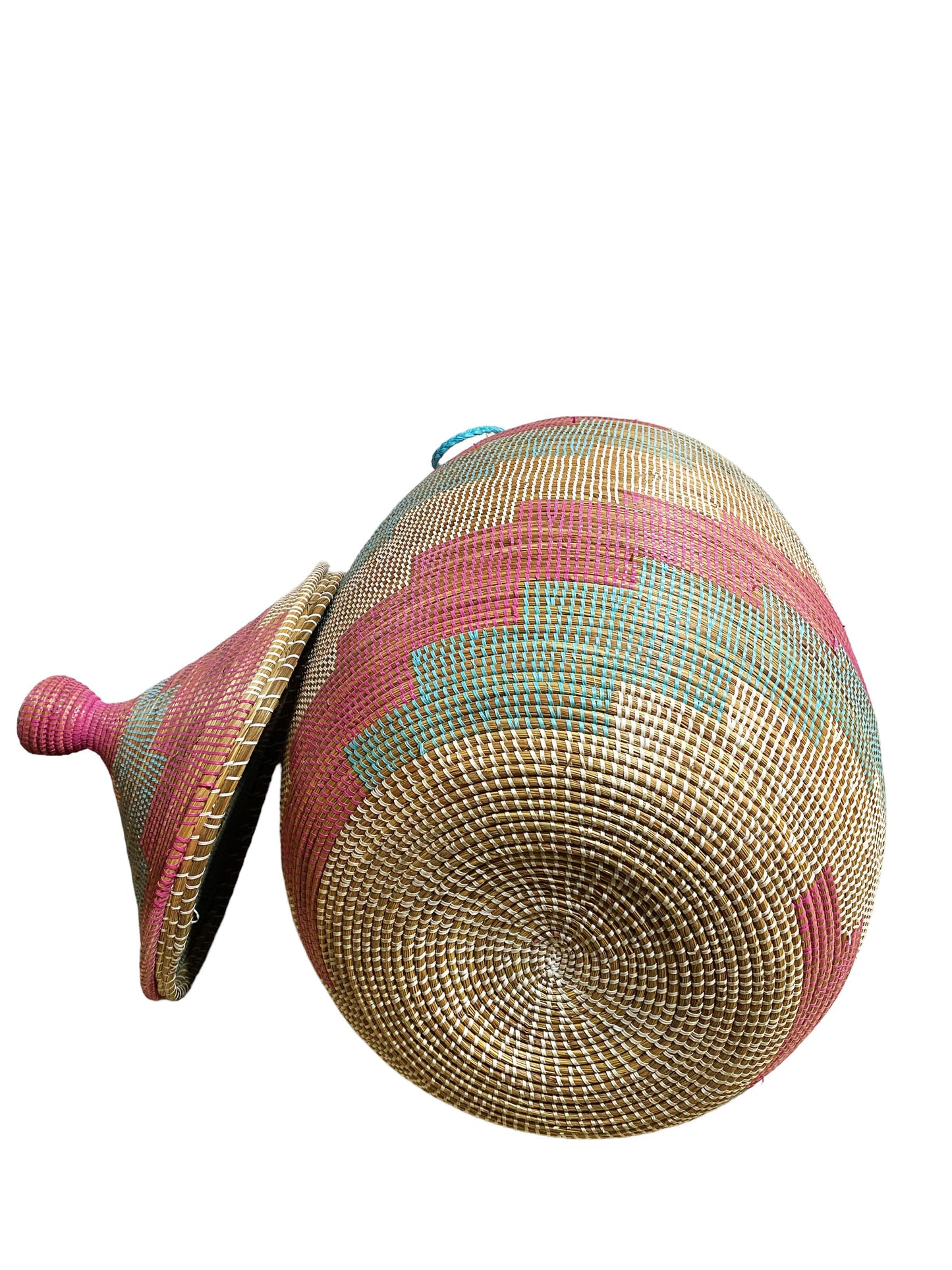 #5645 Lg Basket with Lid Senegal West Africa 39" H