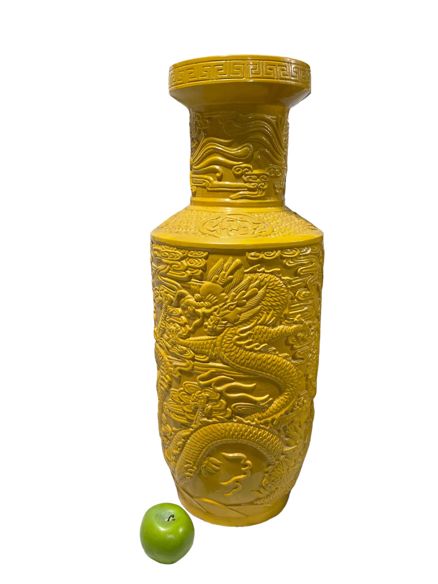 #3188 Chinoiserie Large Famille Jaune Style Dragons Vase. 27' H