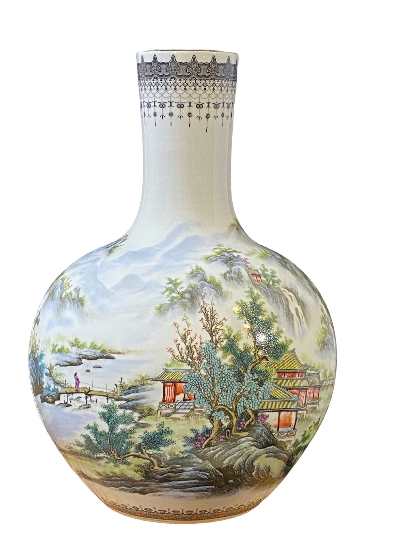 #5778 Large Famille Rose Porcelain Onion Shape Vase 22" H