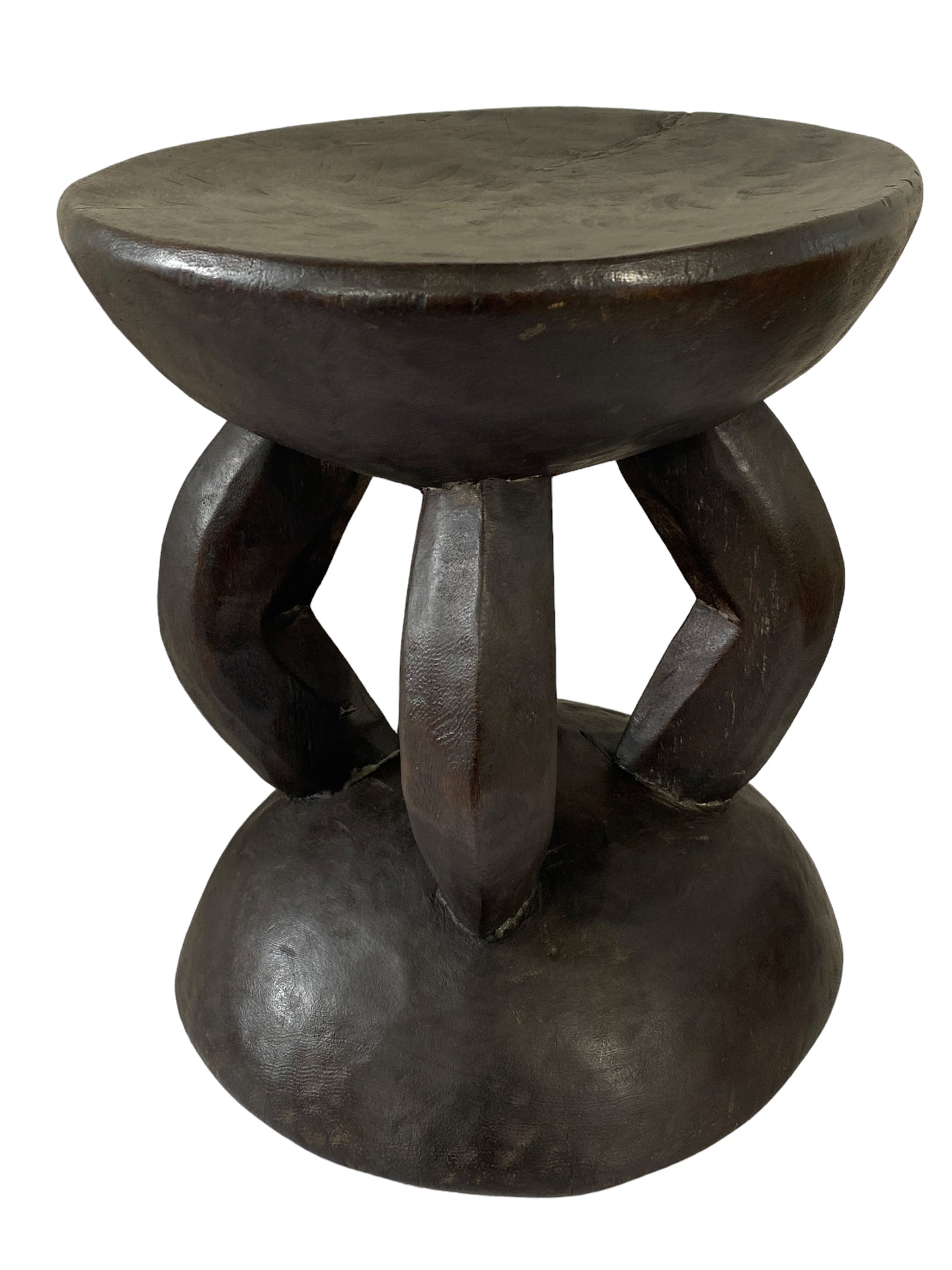 #5851 African Vintage Carved Wood Milk Stool Hehe Gogo People Tanzania 12" H