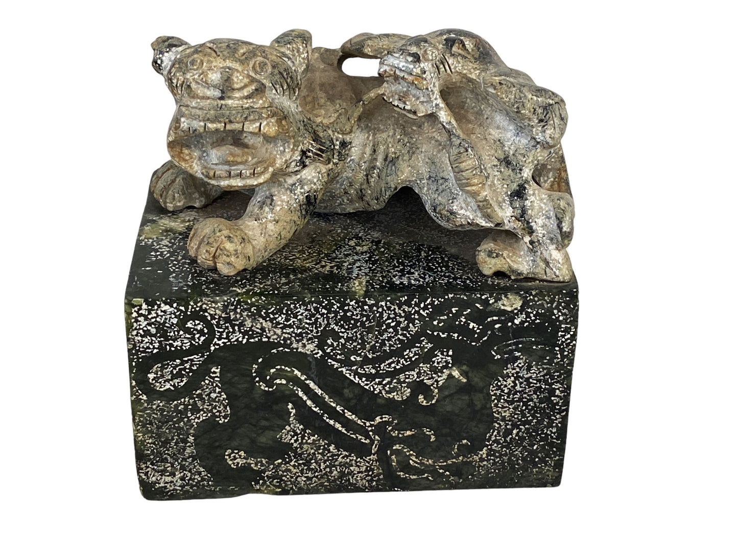 #5663 Large Chinoiserie Stone Foo Dog Ink Stamp Seal 6" w