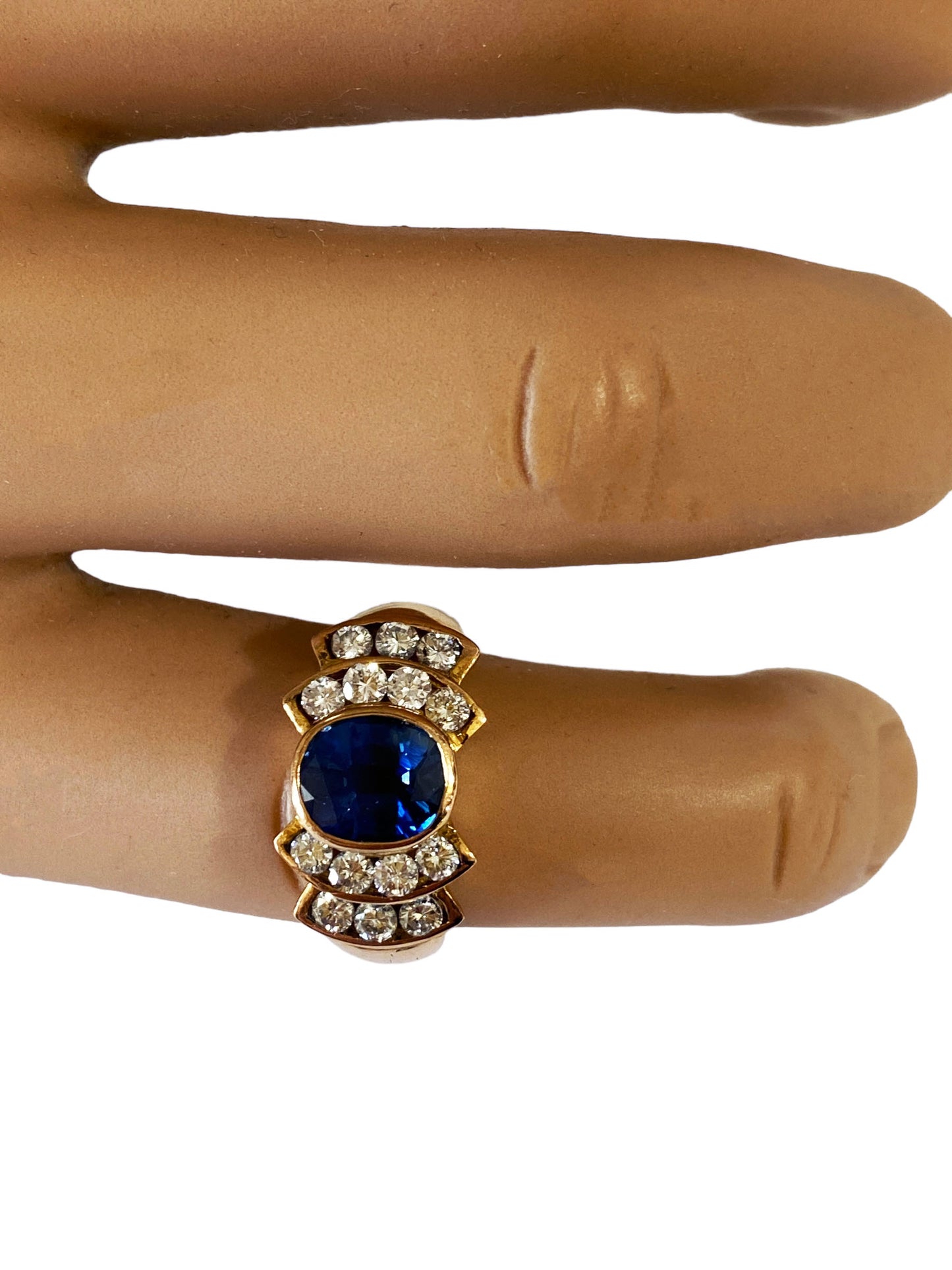 #1 Mid Century 18K Gold Sapphire and Diamond Ring