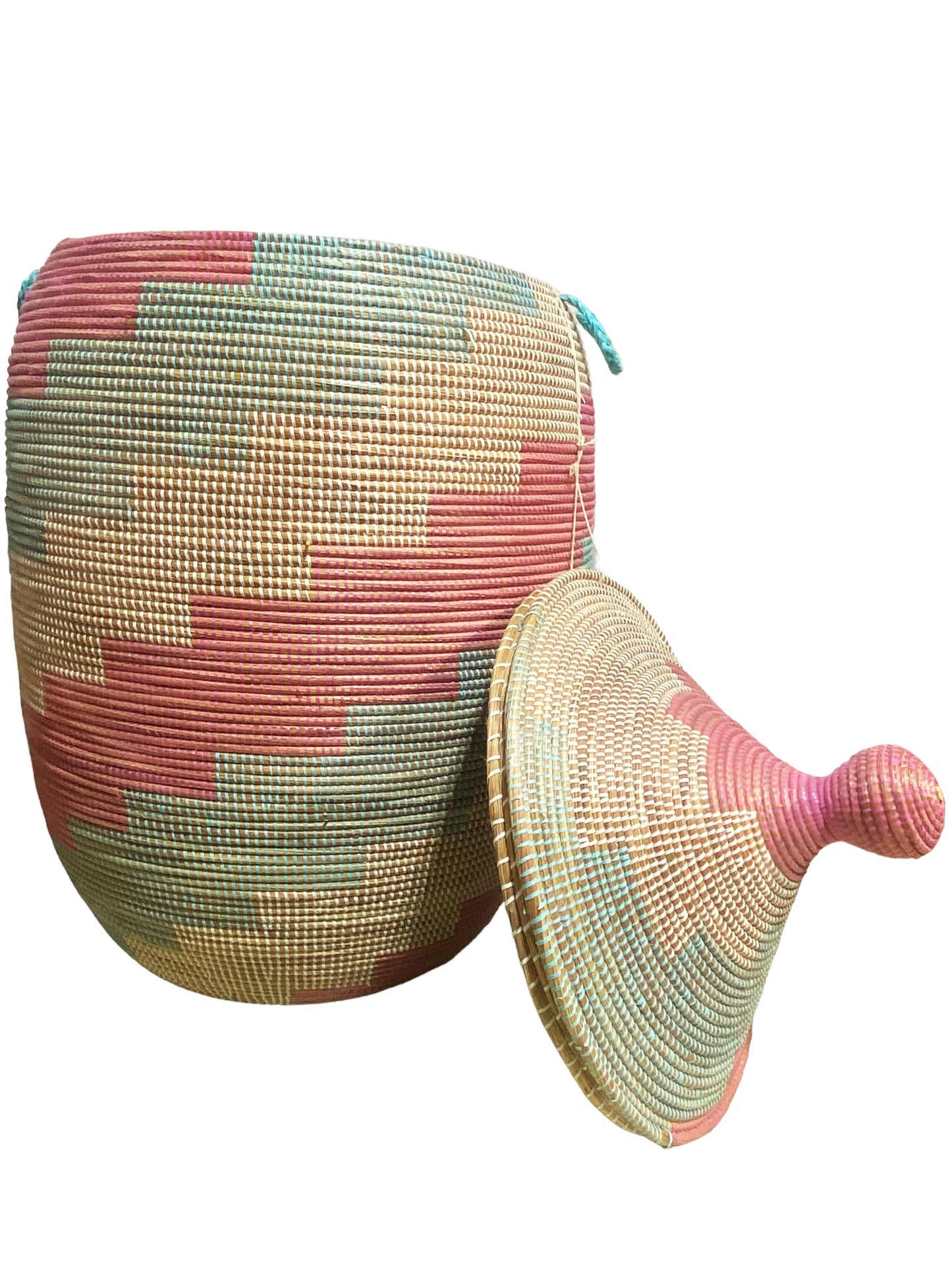 #5645 Lg Basket with Lid Senegal West Africa 39" H