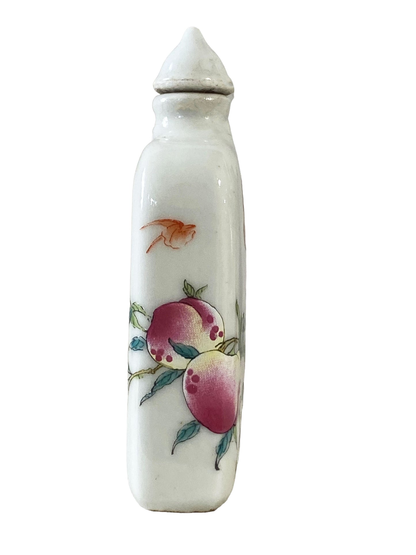 #7052 Chinoiserie Famille Rose Porcelain Snuff Bottle 3.75" H