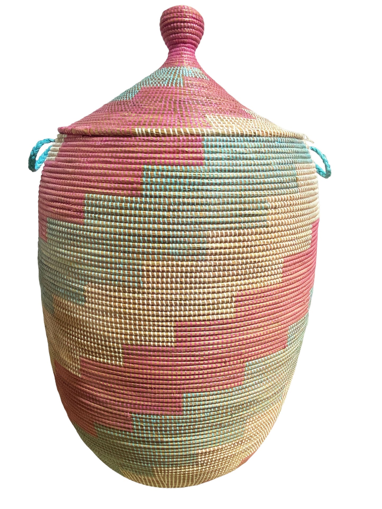 #5645 Lg Basket with Lid Senegal West Africa 39" H