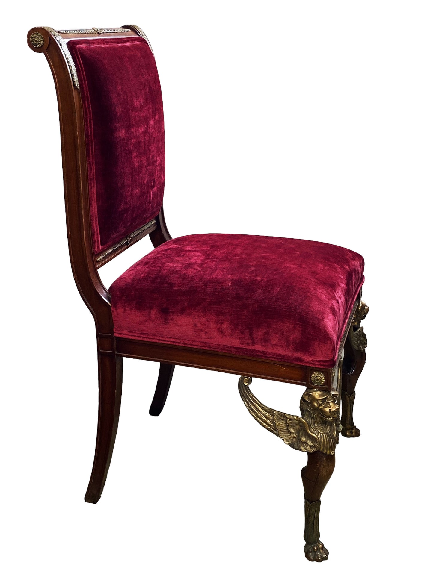 #7004 19th French Empire Chair with Bronze Mounts